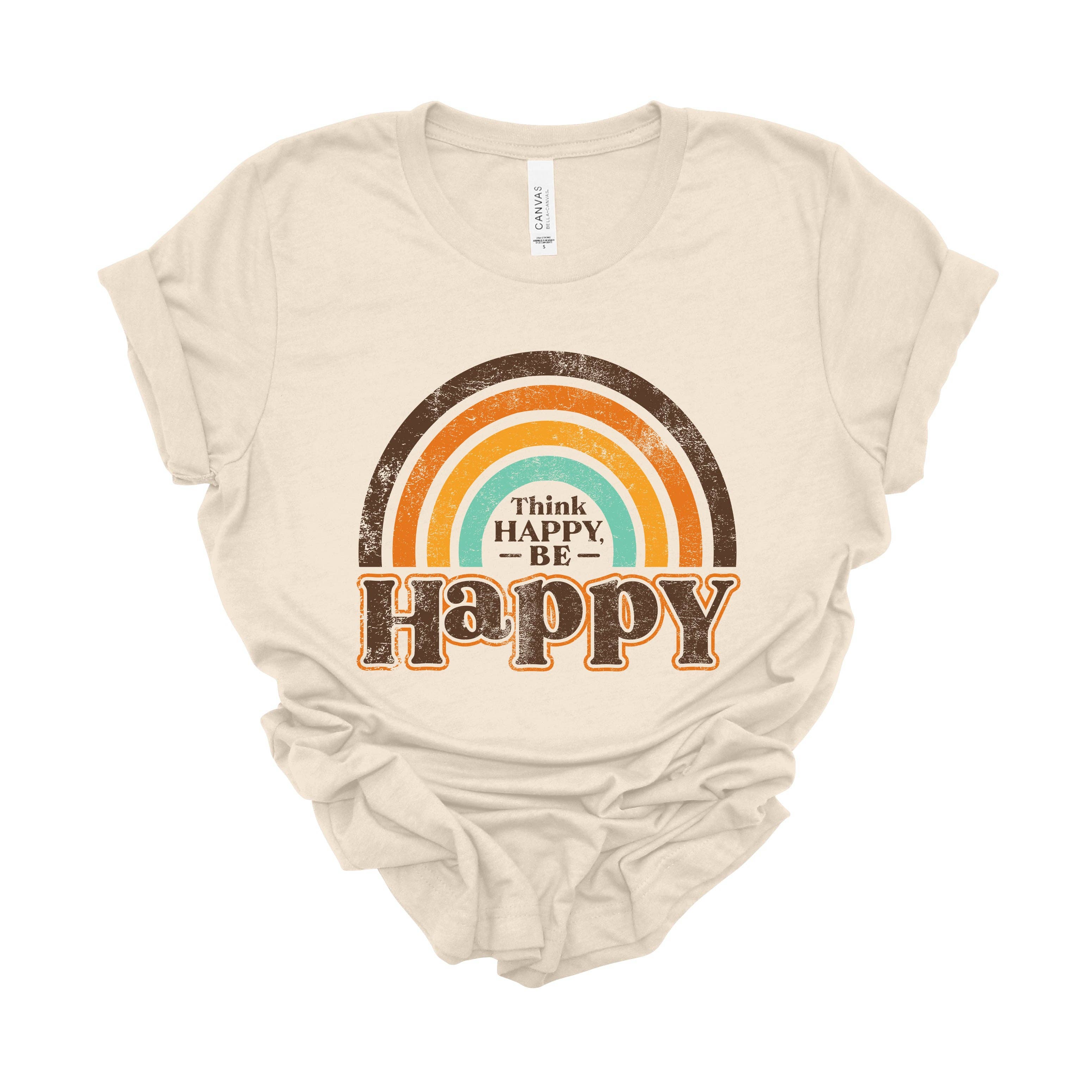 Think Happy Be Happy Tee Hoodie, Sweatshirt | PodTeesHub.com