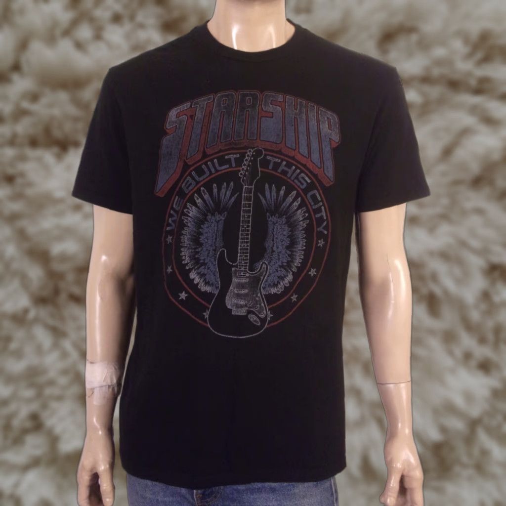 Vintage Euc Starship We Built This City T Shirt Band Concert Tour Xl Black Cotton District Men Short Hoodie, Sweatshirt