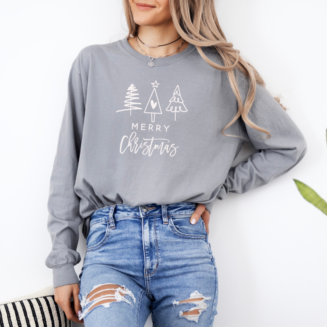 Merry Christmas Long Sleeve Christmas Tee - Graphic Tee Hoodie, Sweatshirt | PodTeesHub.com