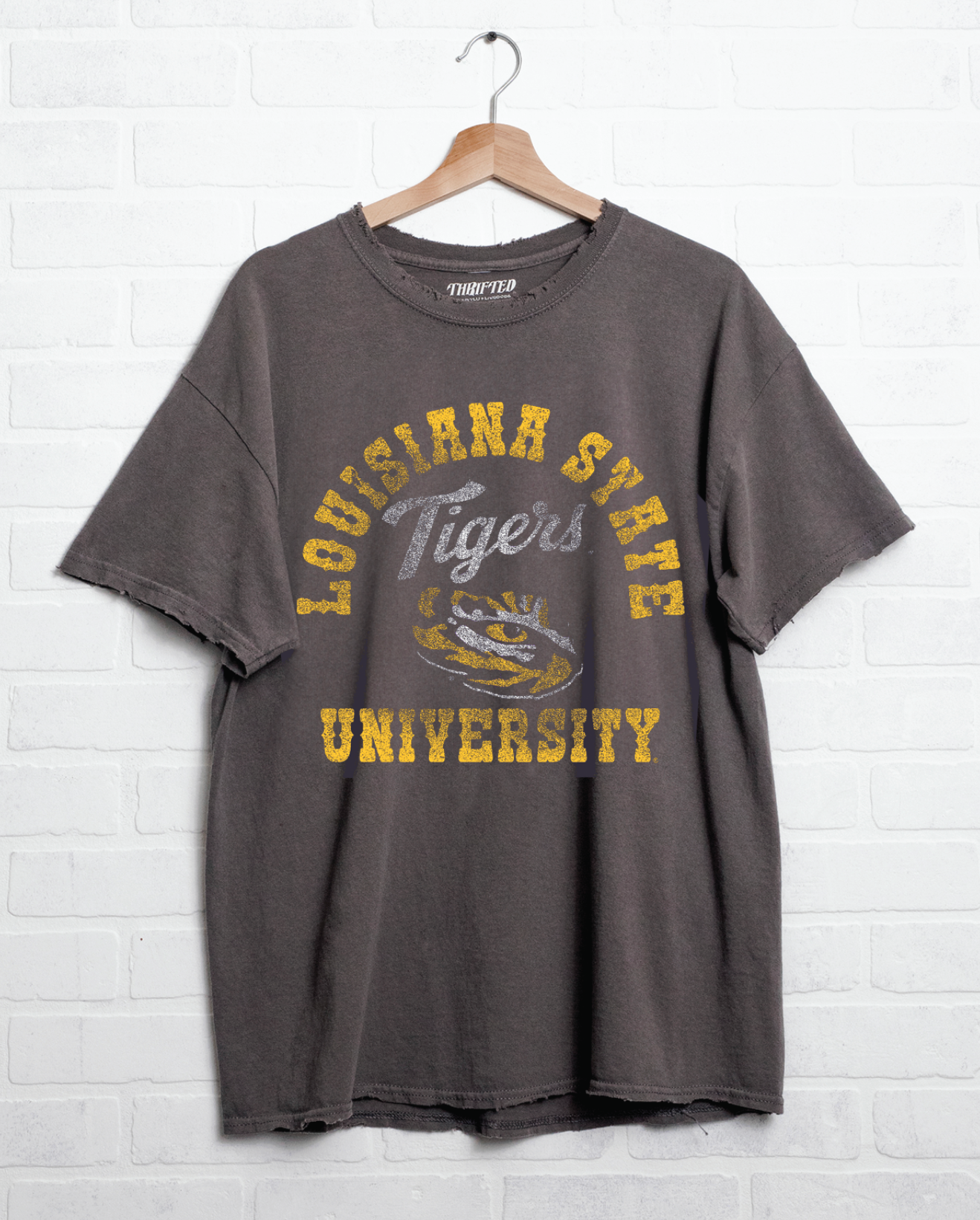 Lsu Louisiana State Tigers Draft Charcoal Thrifted Tee Hoodie, Sweatshirt | PodTeesHub.com