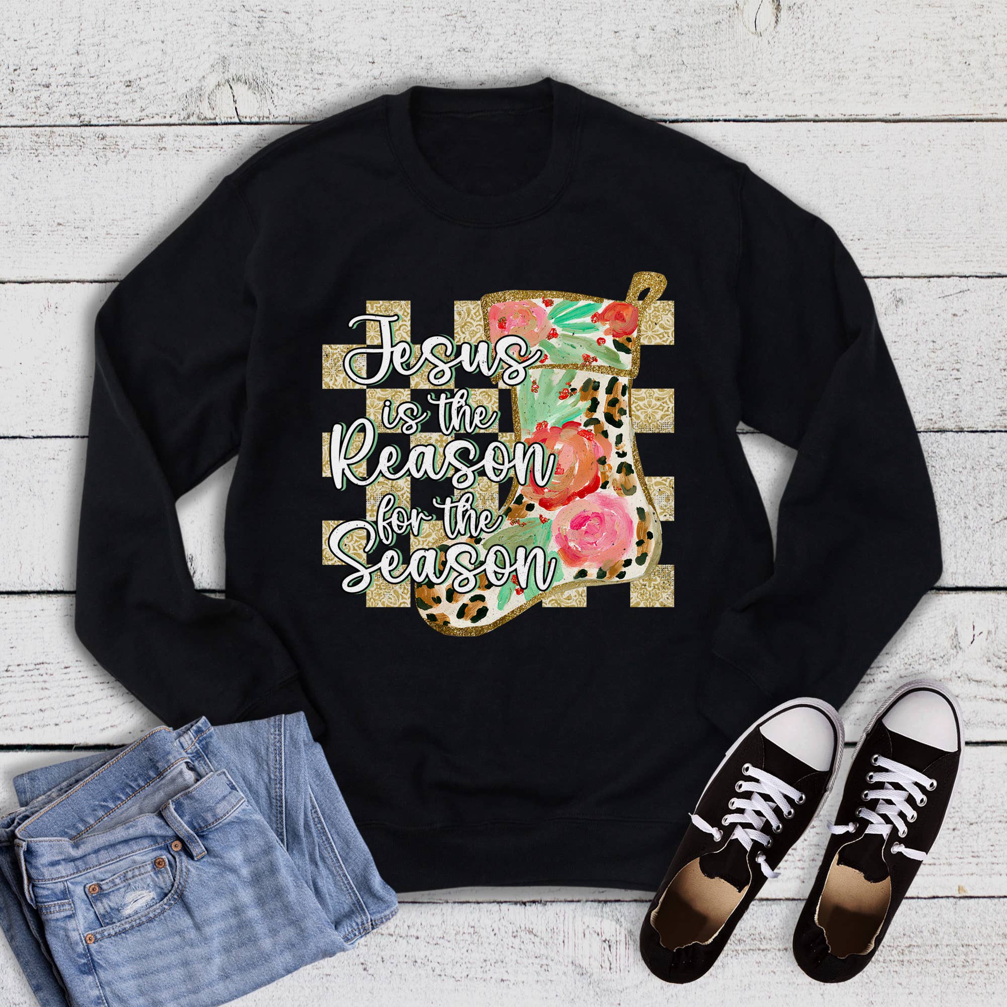 Christmas Faith Watercolor Jesus Is the Reason Sweatshirt T-Shirts, Hoodie | PodTeesHub.com