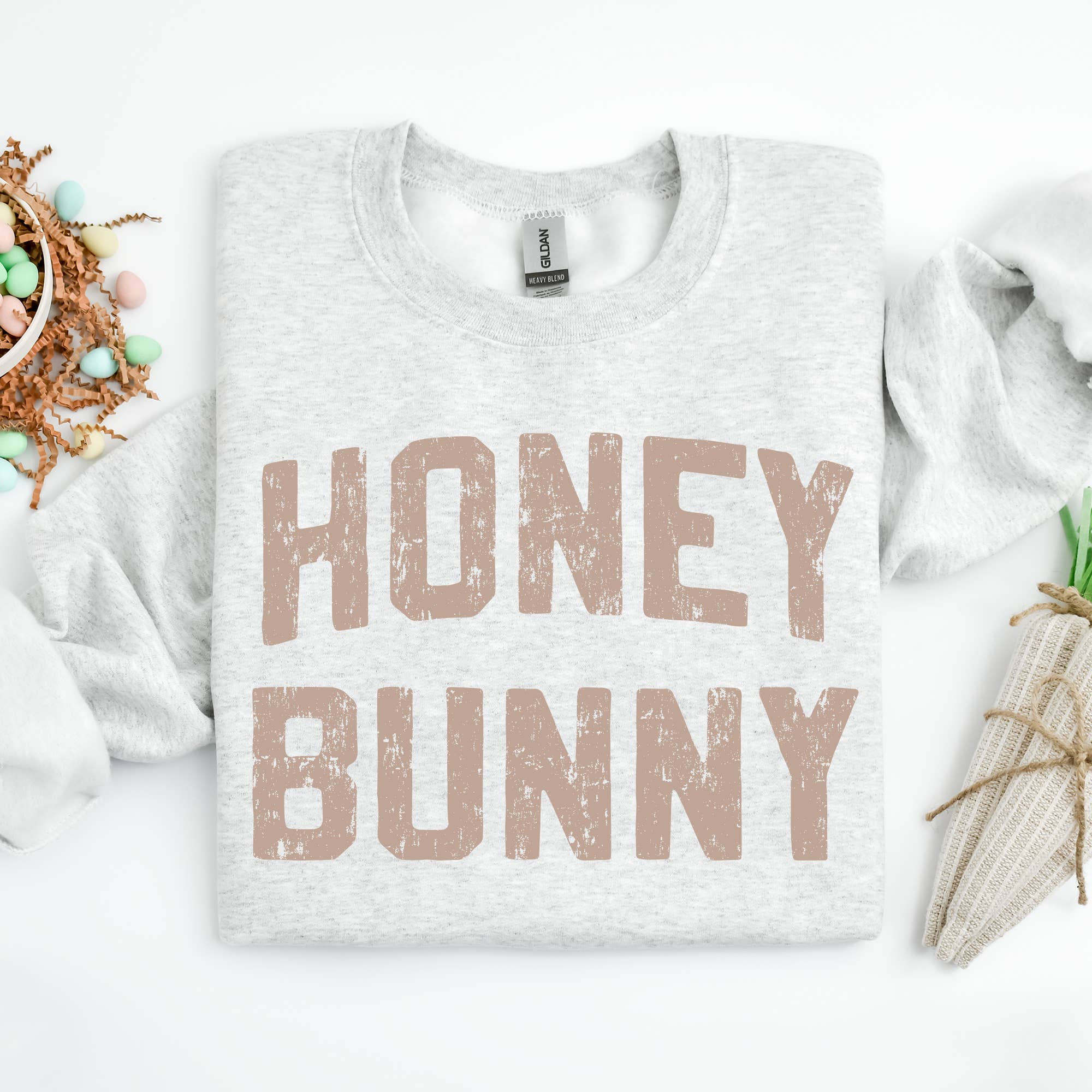 Honey Bunny Crewneck Sweatshirt, Easter Sweatshirt, Easter T-Shirts, Hoodie | PodTeesHub.com