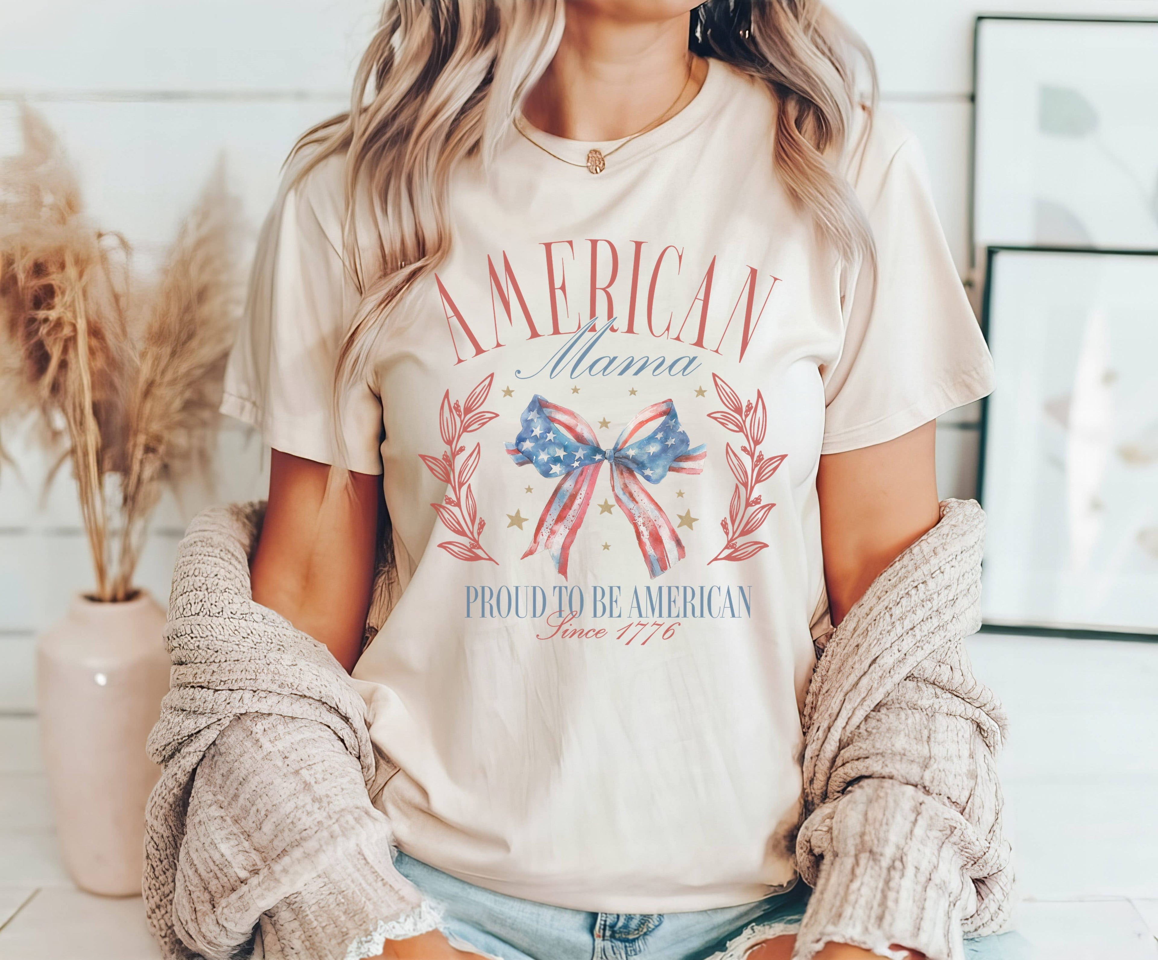College American Mama Tee | Patriotic T Shirt | Usa Tee Hoodie, Sweatshirt | PodTeesHub.com