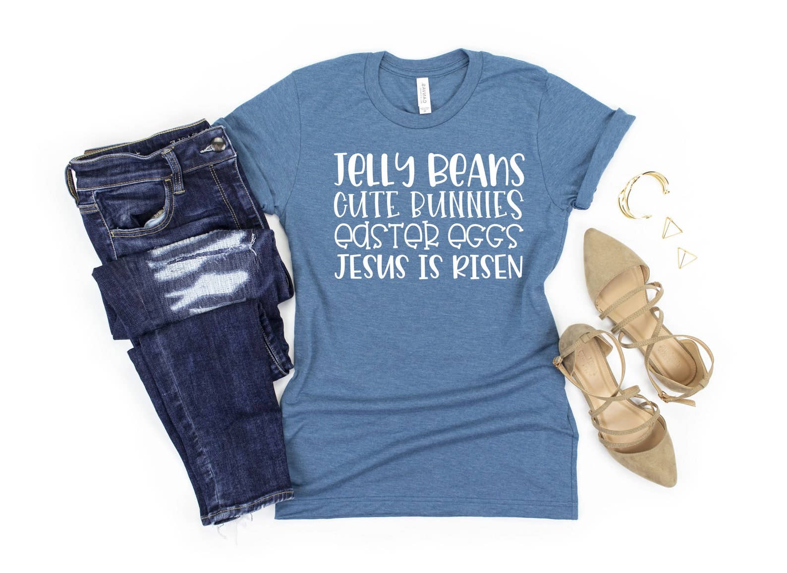 Jelly Beans Cute Bunnies Easter Eggs Jesus Is Risen T-Shirt Hoodie, Sweatshirt | PodTeesHub.com