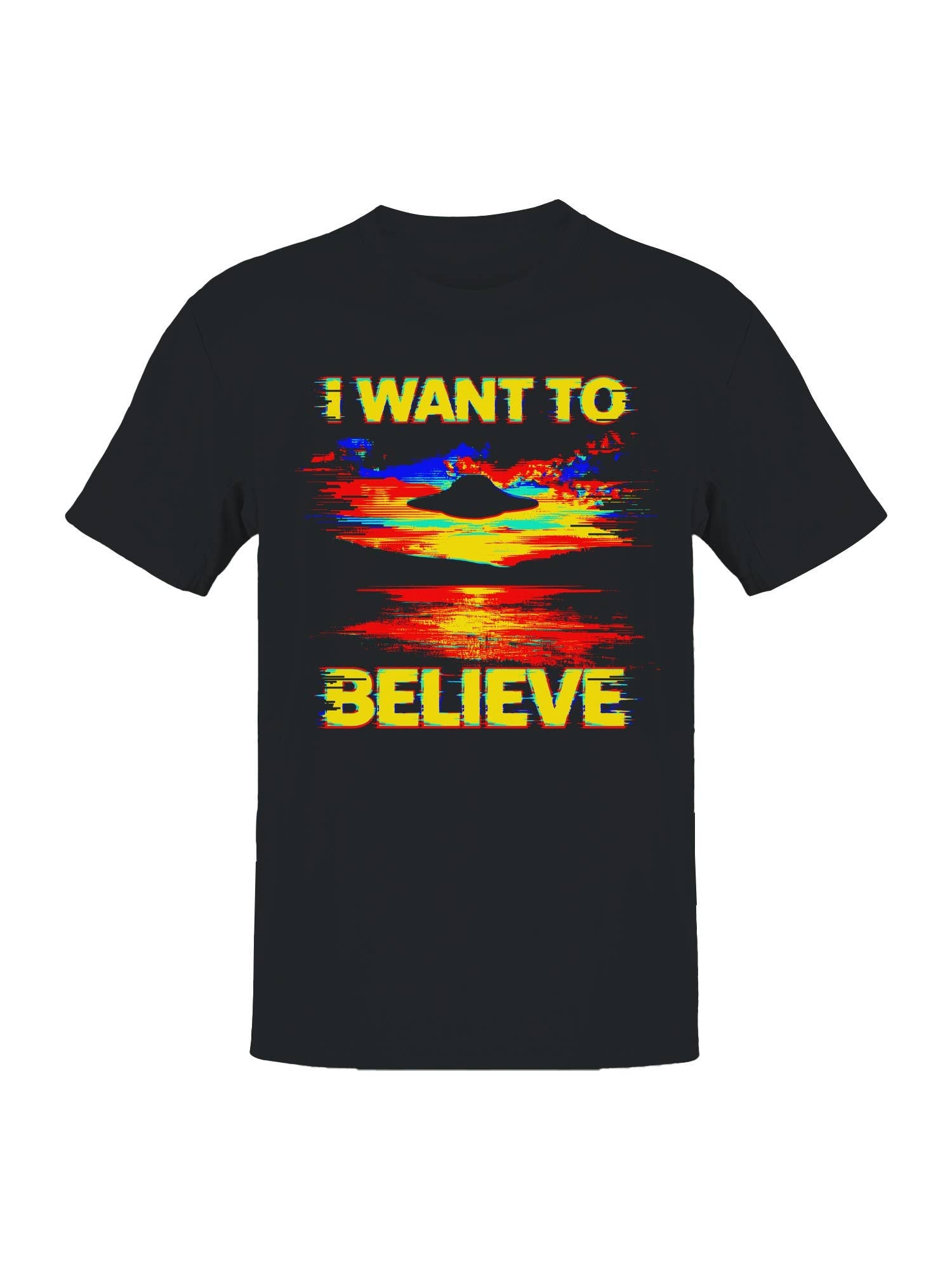 Retro Ufo Sunset - I Want To Believe Men's T-Shirt Hoodie, Sweatshirt | PodTeesHub.com