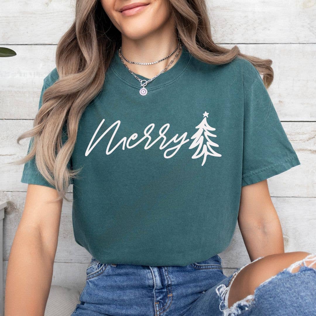 Merry Christmas Tree Tee- Christmas Tshirt - Graphic Tee Hoodie, Sweatshirt | PodTeesHub.com