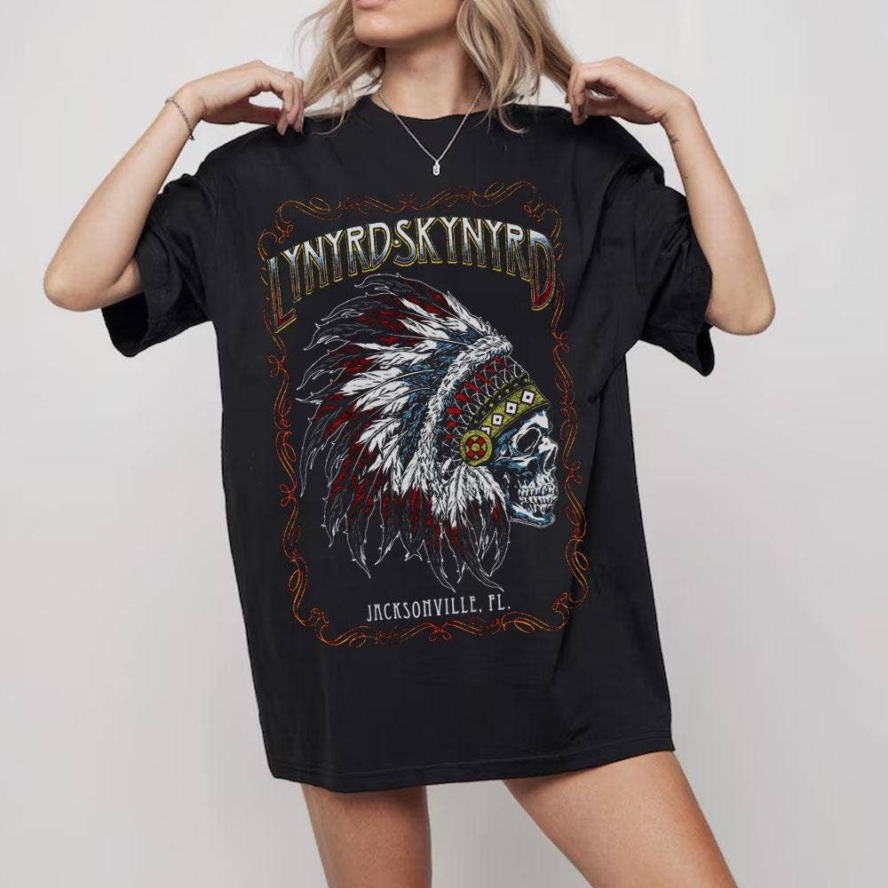 Vintage Lynyrd Skynyrd Indian Skeleton Graphic Tee Hoodie, Sweatshirt | PodTeesHub.com