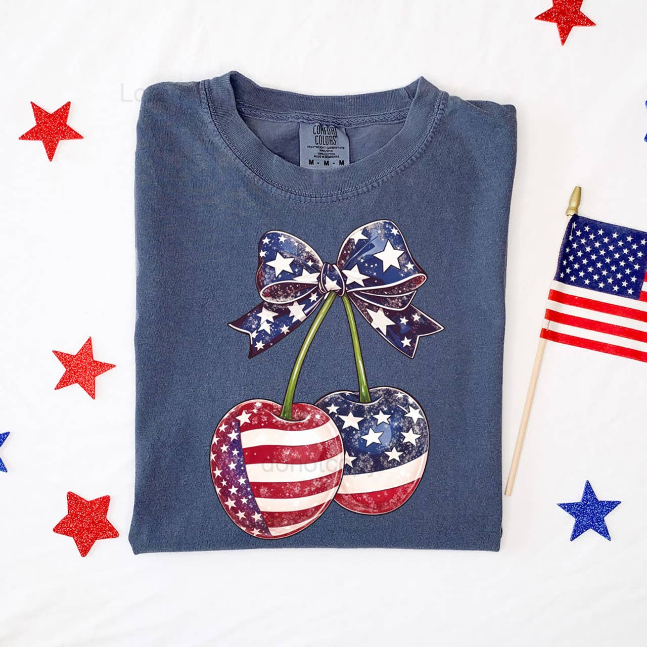 Vintage Stars and Stripes Cherries Tee Hoodie, Sweatshirt | PodTeesHub.com
