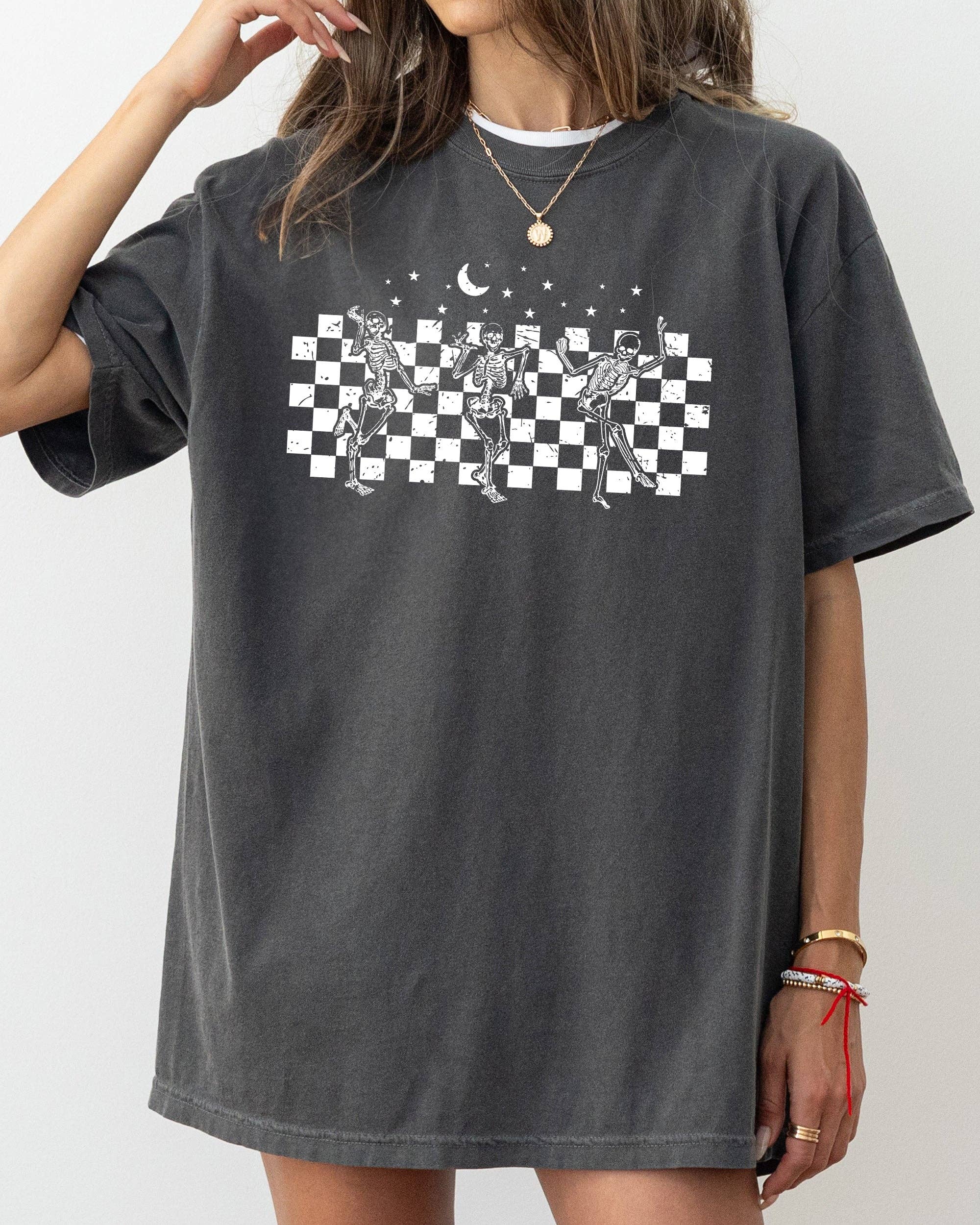 Dancing Skeletons, Checkered, Ghost, Halloween T-Shirt Hoodie, Sweatshirt | PodTeesHub.com