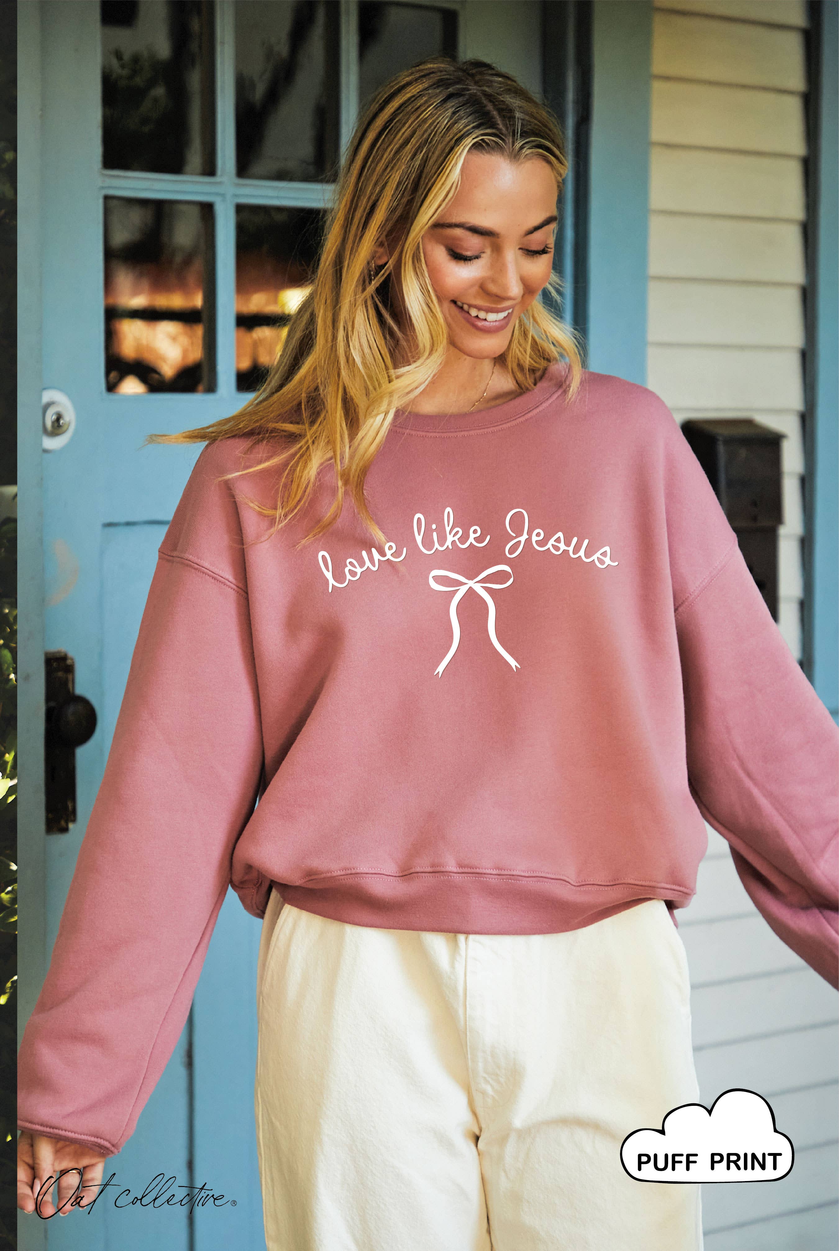 Love Like Jesus Puff Mid Cropped Graphic Sweatshirt T-Shirts, Hoodie | PodTeesHub.com