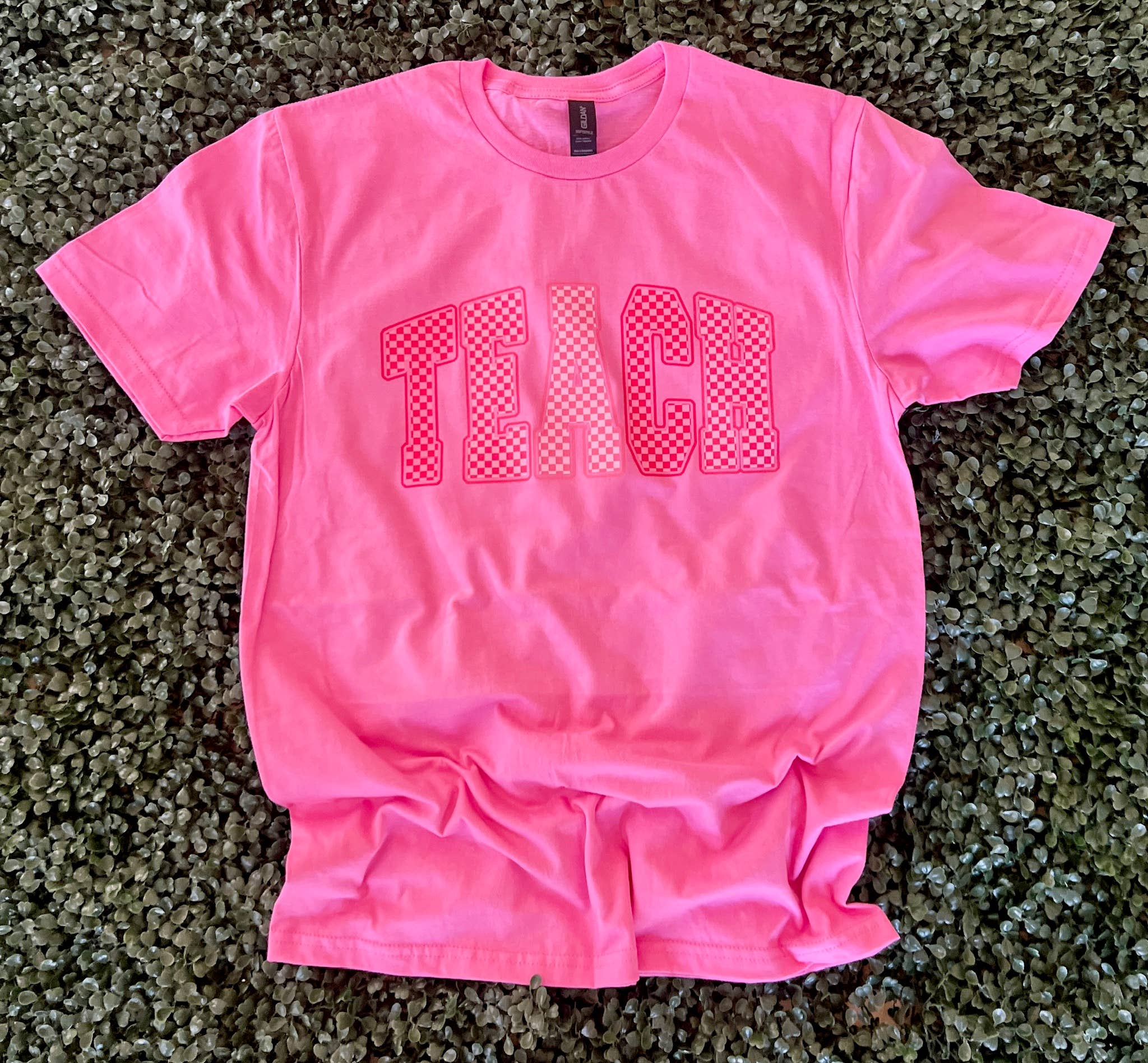 Teach Checkered Valentines Tee On Gildan Softstyle Azalea Hoodie, Sweatshirt | PodTeesHub.com
