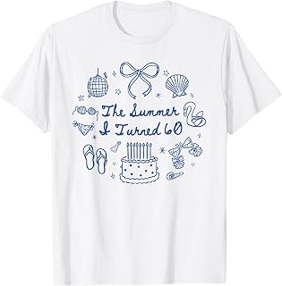 Summer I Turned 60 Seashell Coastal Beach Vacation 60th Bday T-Shirt