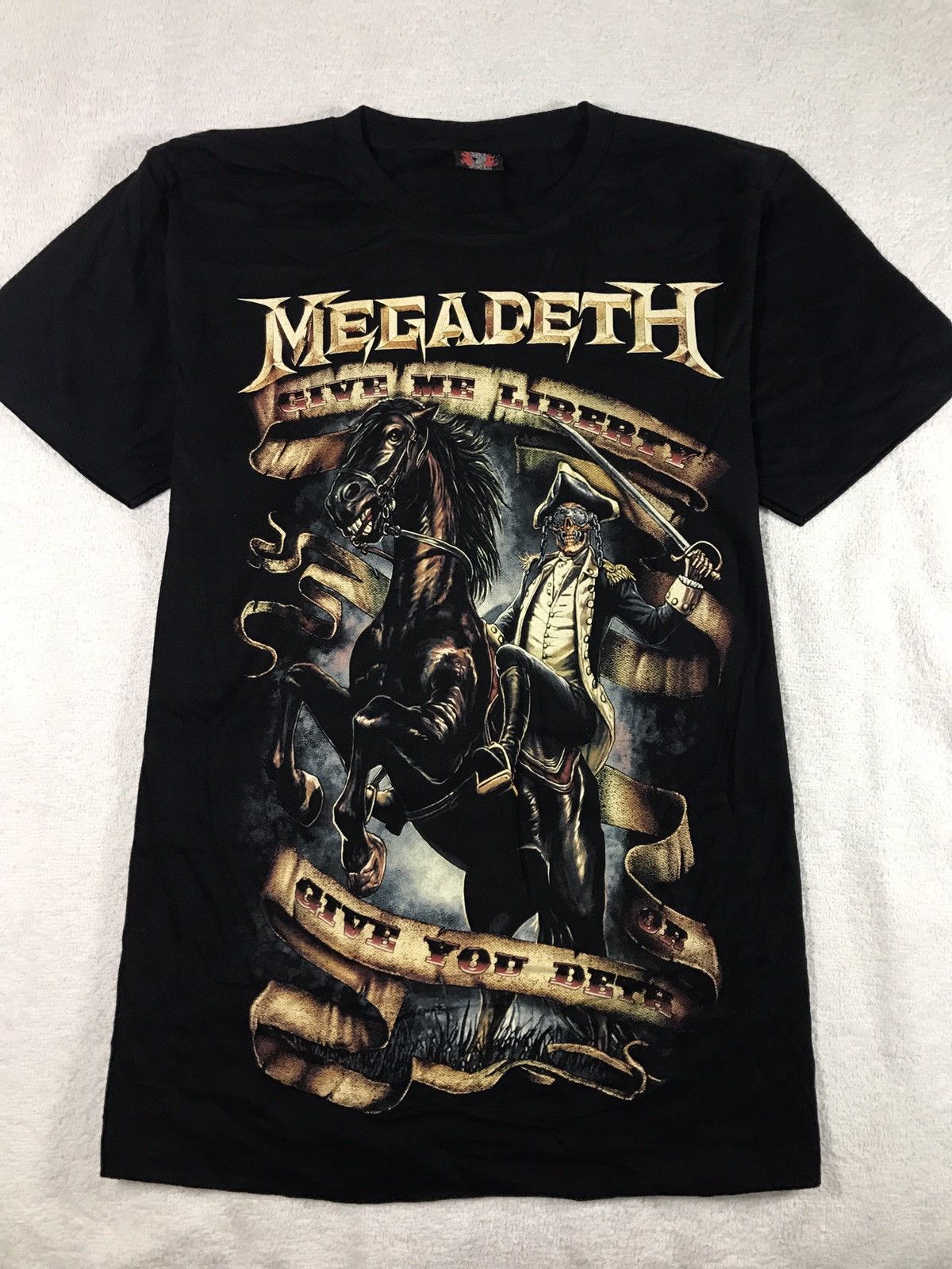 Megadeth Spell Out Graphic Over Print Tee Hoodie, Sweatshirt | PodTeesHub.com