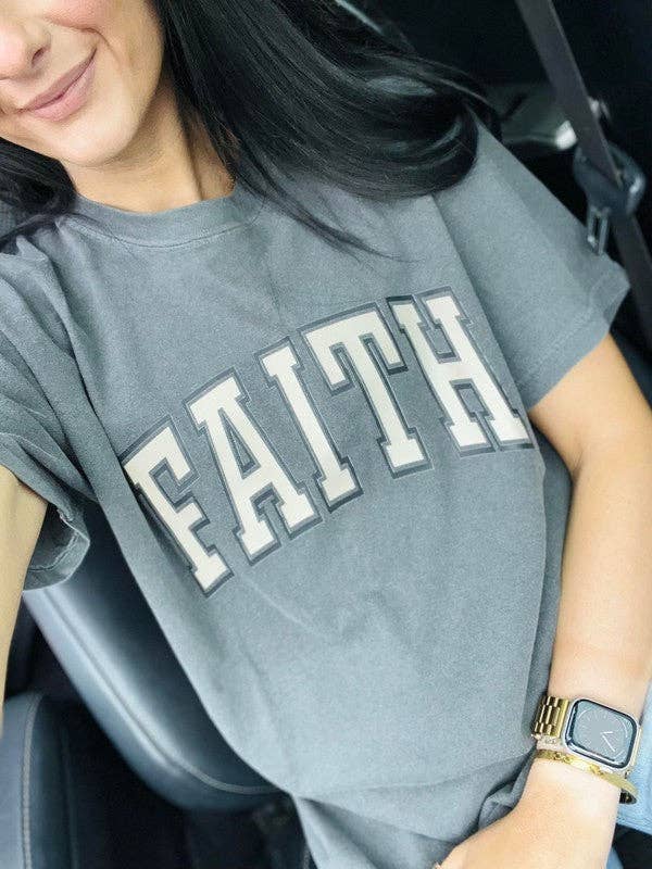 Faith Varsity Curved Double Color Dtf Tee Hoodie, Sweatshirt | PodTeesHub.com