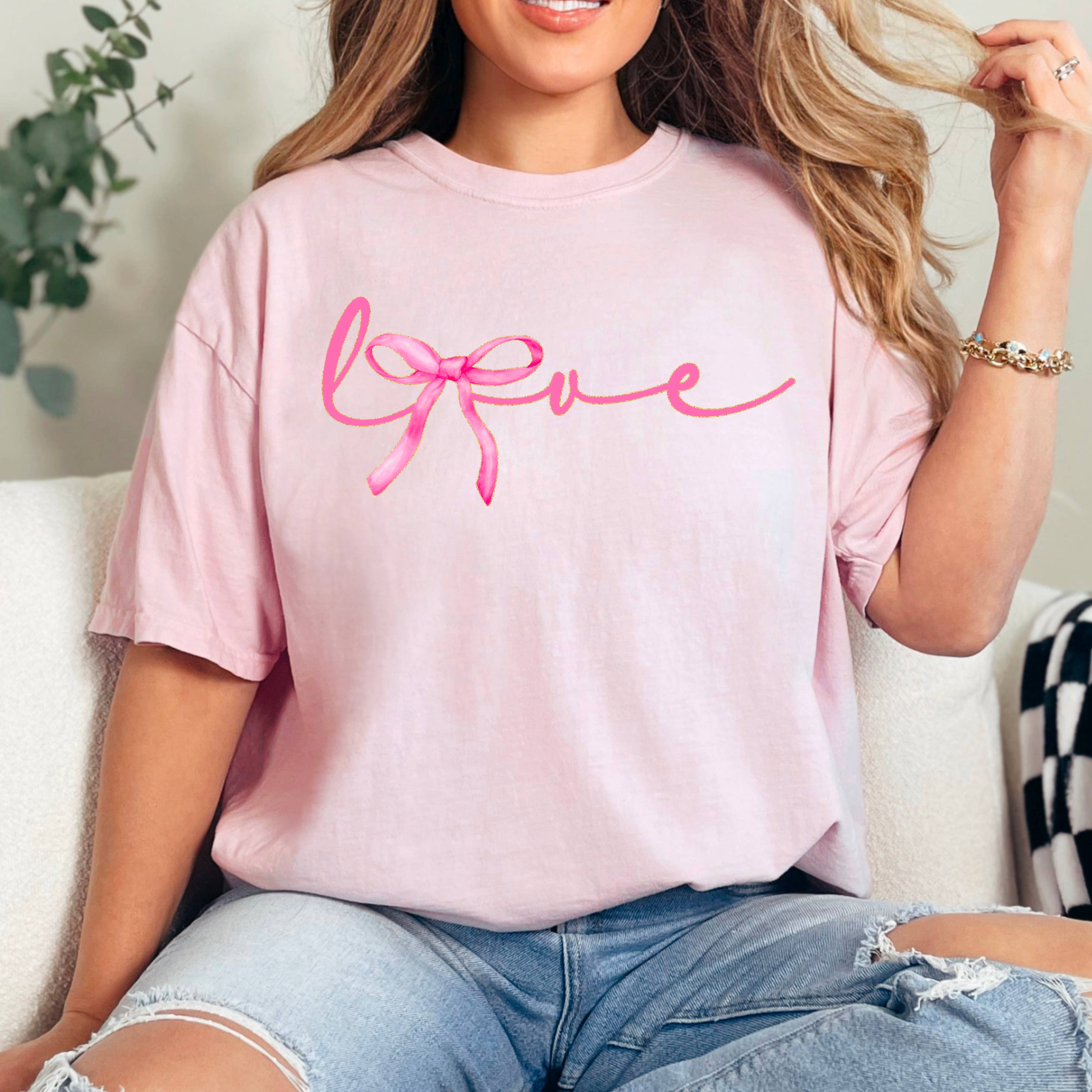 Love Coquette Bow Valentine Graphic Tee | Comfort Colors Hoodie, Sweatshirt | PodTeesHub.com