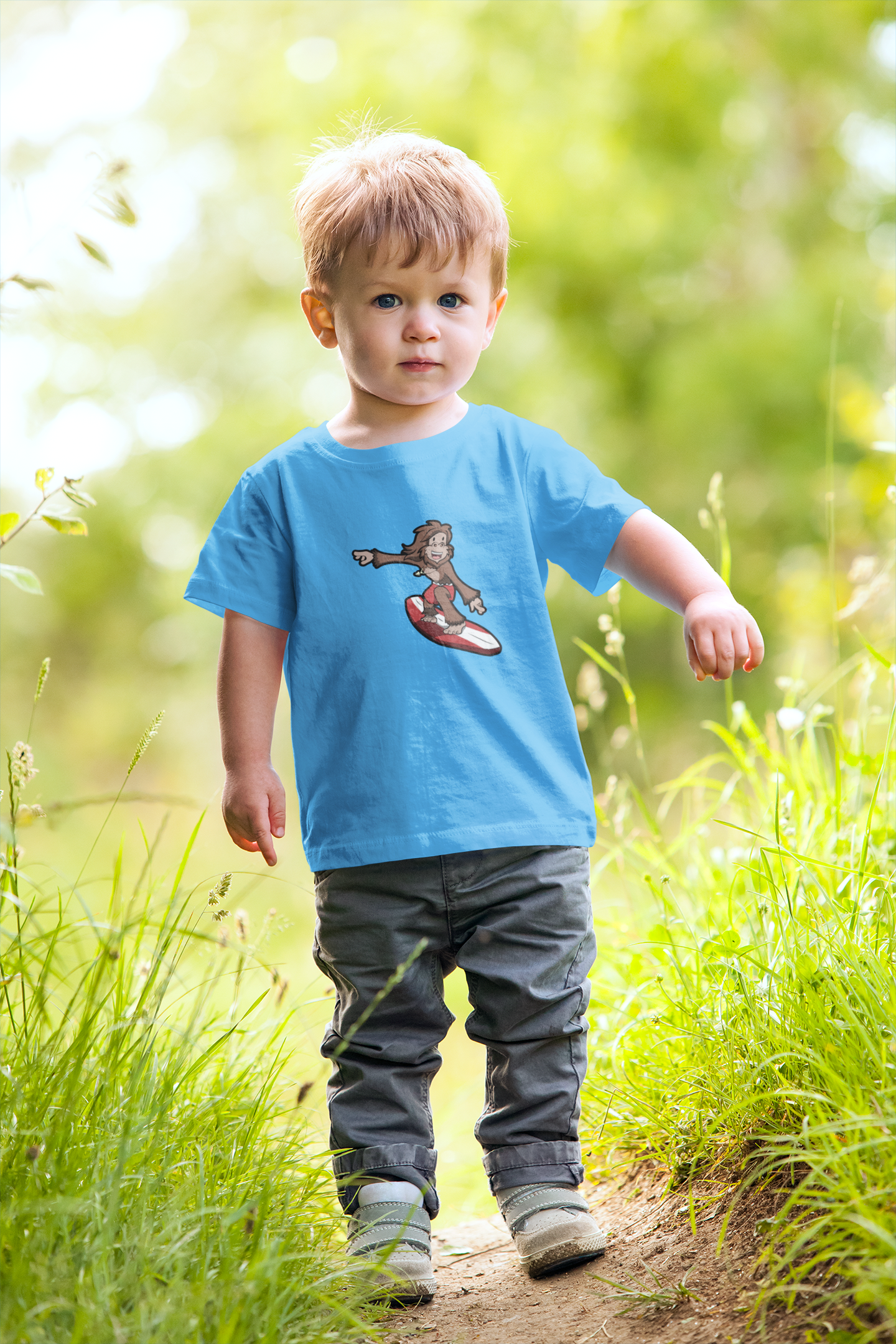 Sammie Squatch "Surfer" Tshirt (Light Blue) Hoodie, Sweatshirt | PodTeesHub.com