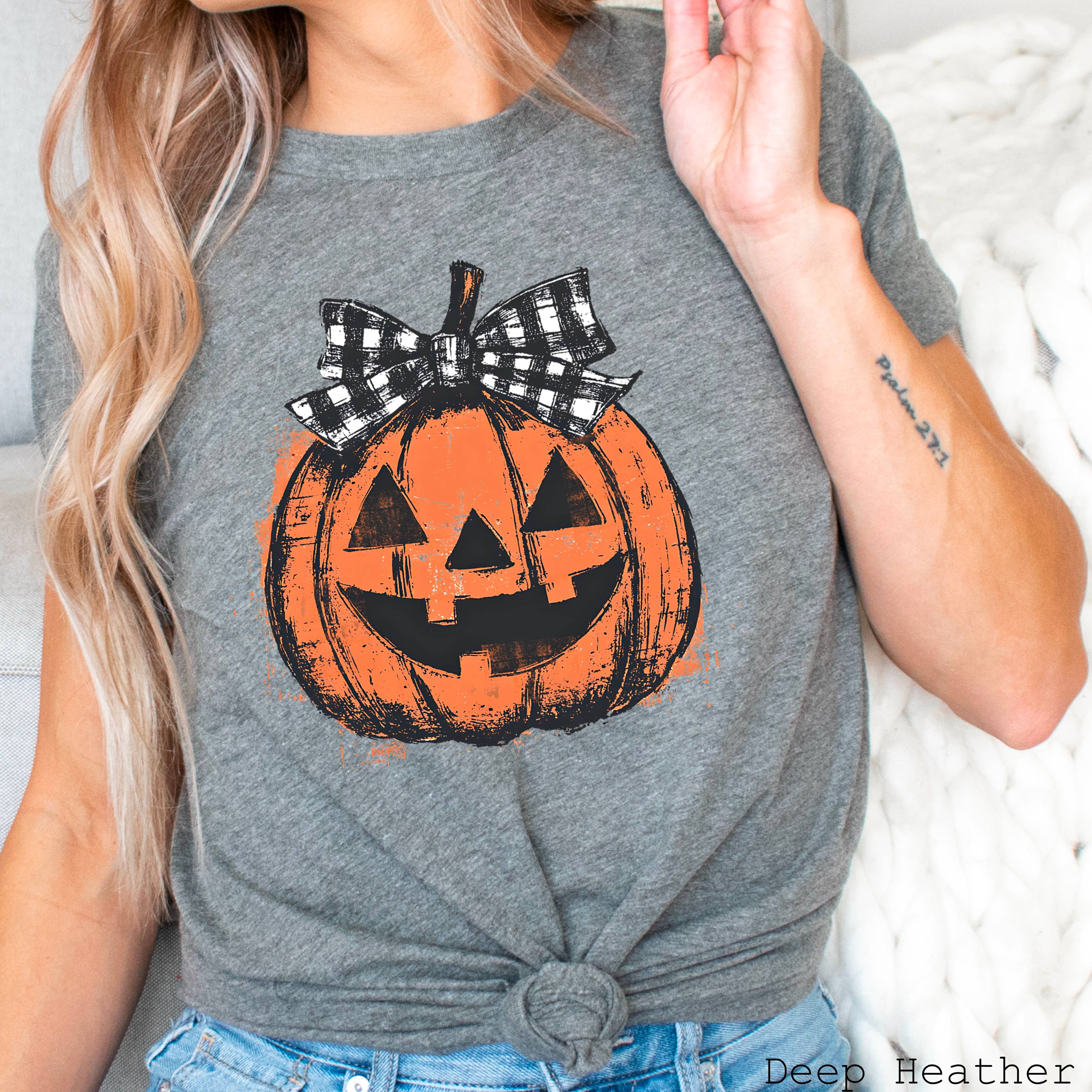Halloween 2025 Pumpkin Graphic Tee  | Bella Canvas Hoodie, Sweatshirt | PodTeesHub.com