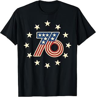 50th Birthday 1976 USA Bicentennial Groovy Retro Number 76 T-Shirt
