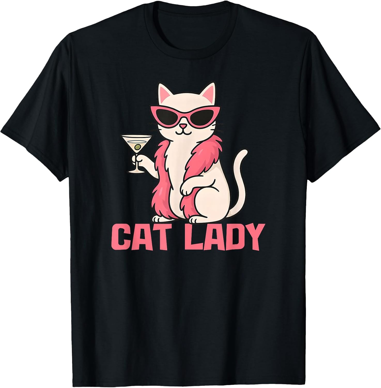 Cat Lady Design – Funny Glam-Cat with Sunglasses & Cocktail T-Shirt