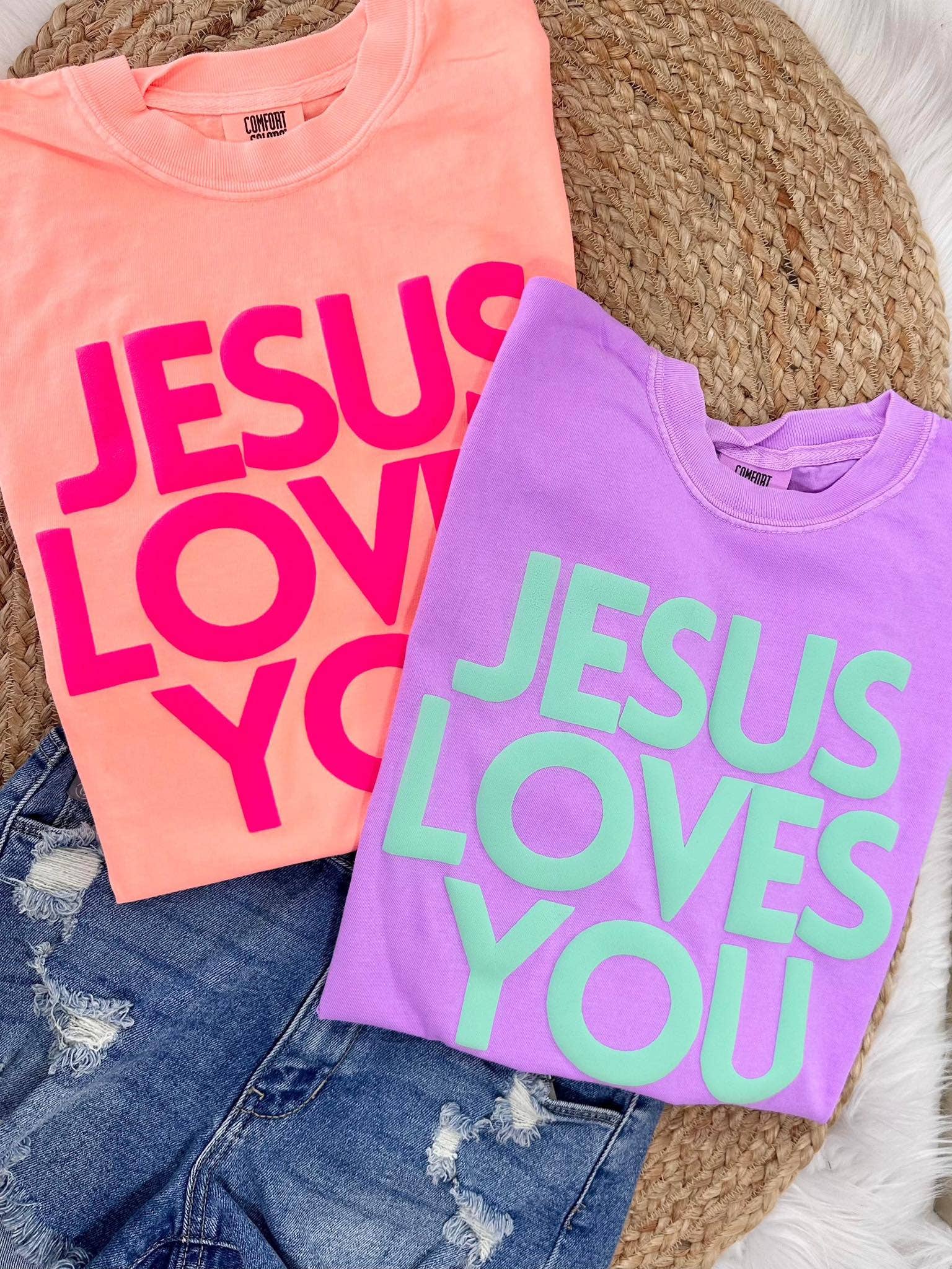 Jesus Loves You Simple Block Puff Tee Hoodie, Sweatshirt | PodTeesHub.com