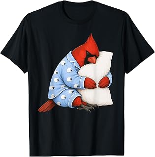 Cardinal Bird Sleeping in Cute Pajamas Sleep Birdwatcher T-Shirt