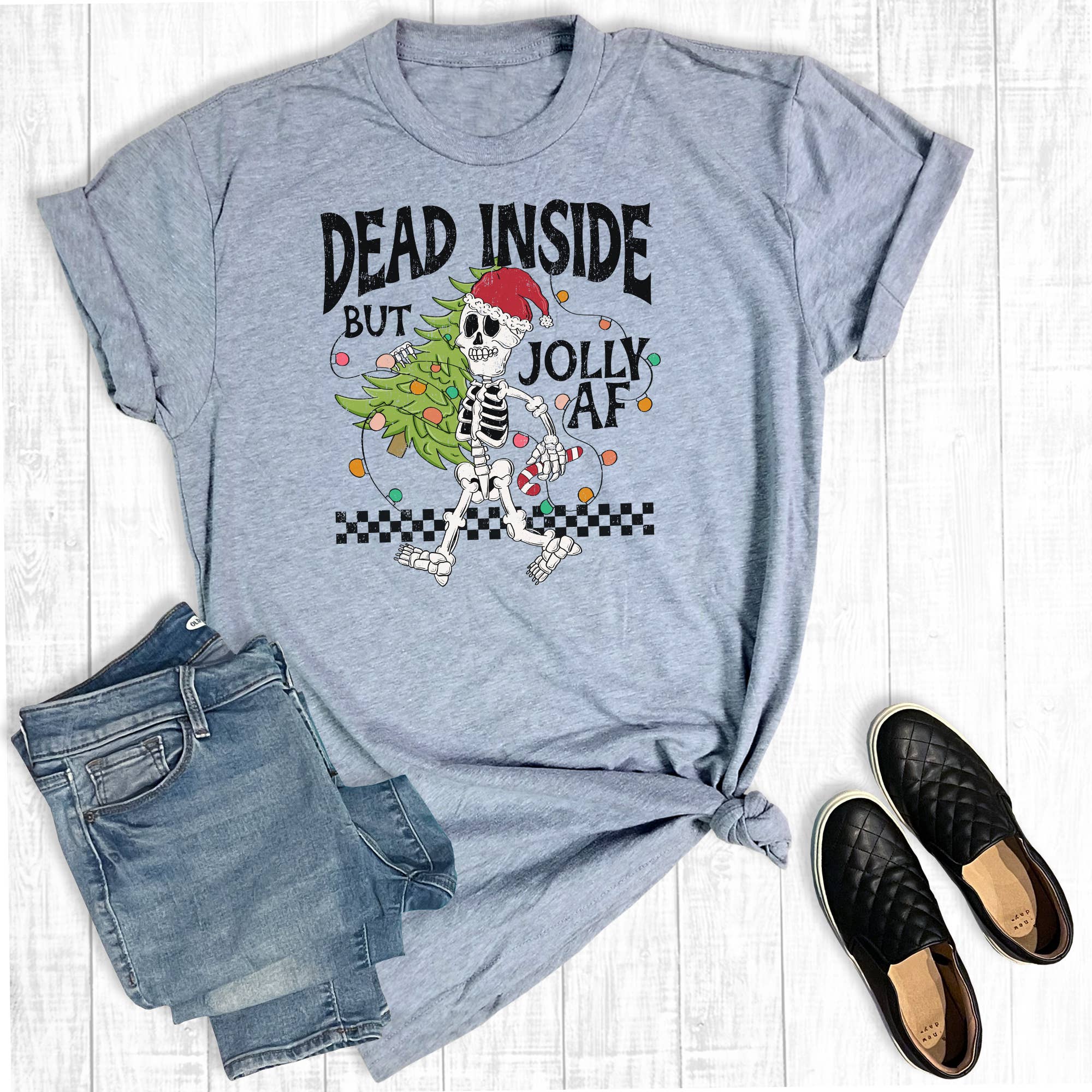 Christmas Dead Inside But Jolly Af Graphic Tee Hoodie, Sweatshirt | PodTeesHub.com