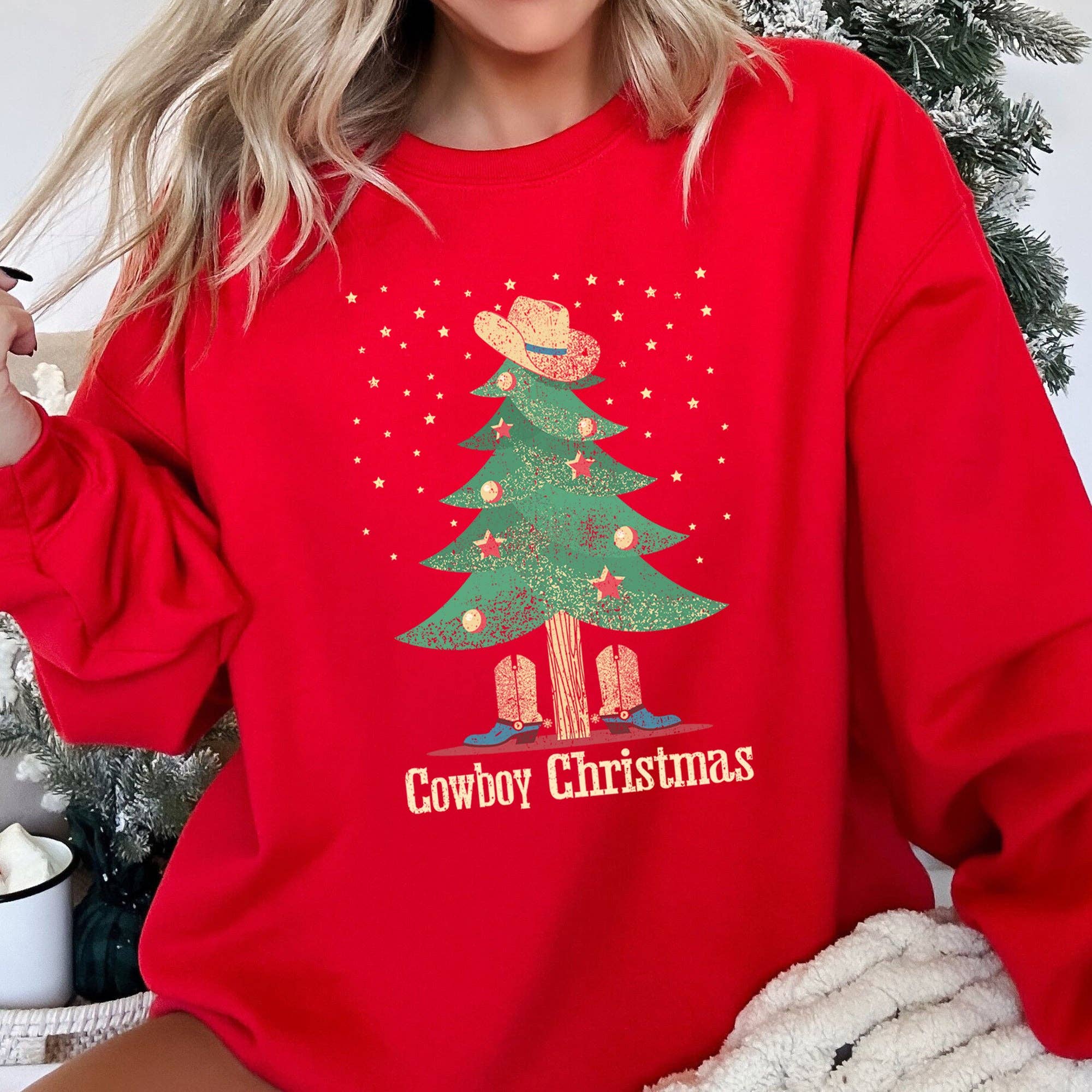 Cowboy Christmas Boots Sweatshirt T-Shirts, Hoodie | PodTeesHub.com