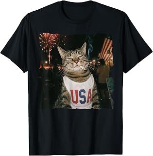 July 4th Patriotic Cat Smoking Cigarette 250 Years Cat Lover T-Shirt