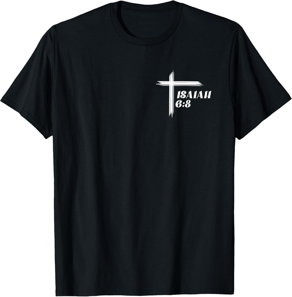 Here am I Send me Christian Cross Print on Front and Back T-Shirt