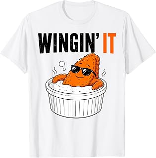 Wingin' It Funny Chicken Wing Ranch Dipping Sauce Design T-Shirt