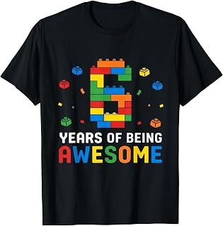 6 Year Old Master Builder Building Blocks 6th Birthday Boy T-Shirt