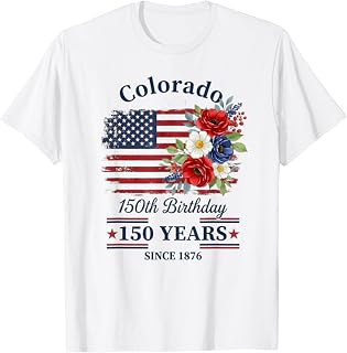 Floral Colorado 150 Years American Flag 4th of July America T-Shirt