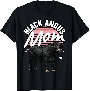 Best Black Angus Art for Women Girls Mom Beef Cattle Rancher T-Shirt