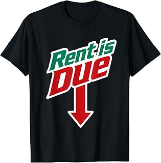 Rent is Due Shirt - Funny Downward Arrow Retro Parody T-Shirt
