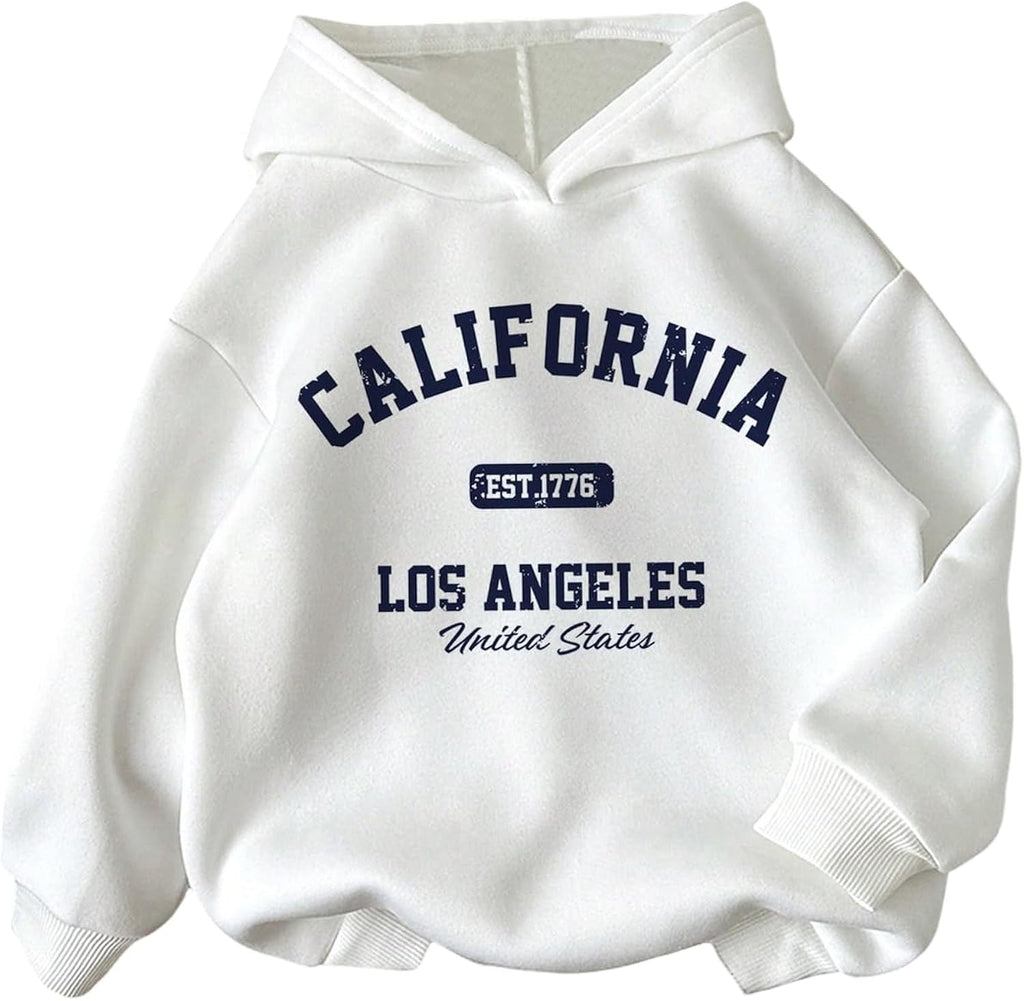 Girl's Preppy Letter Graphic Hoodie Hooded Long Sleeve Sweatshirts Cute Pullover Tops