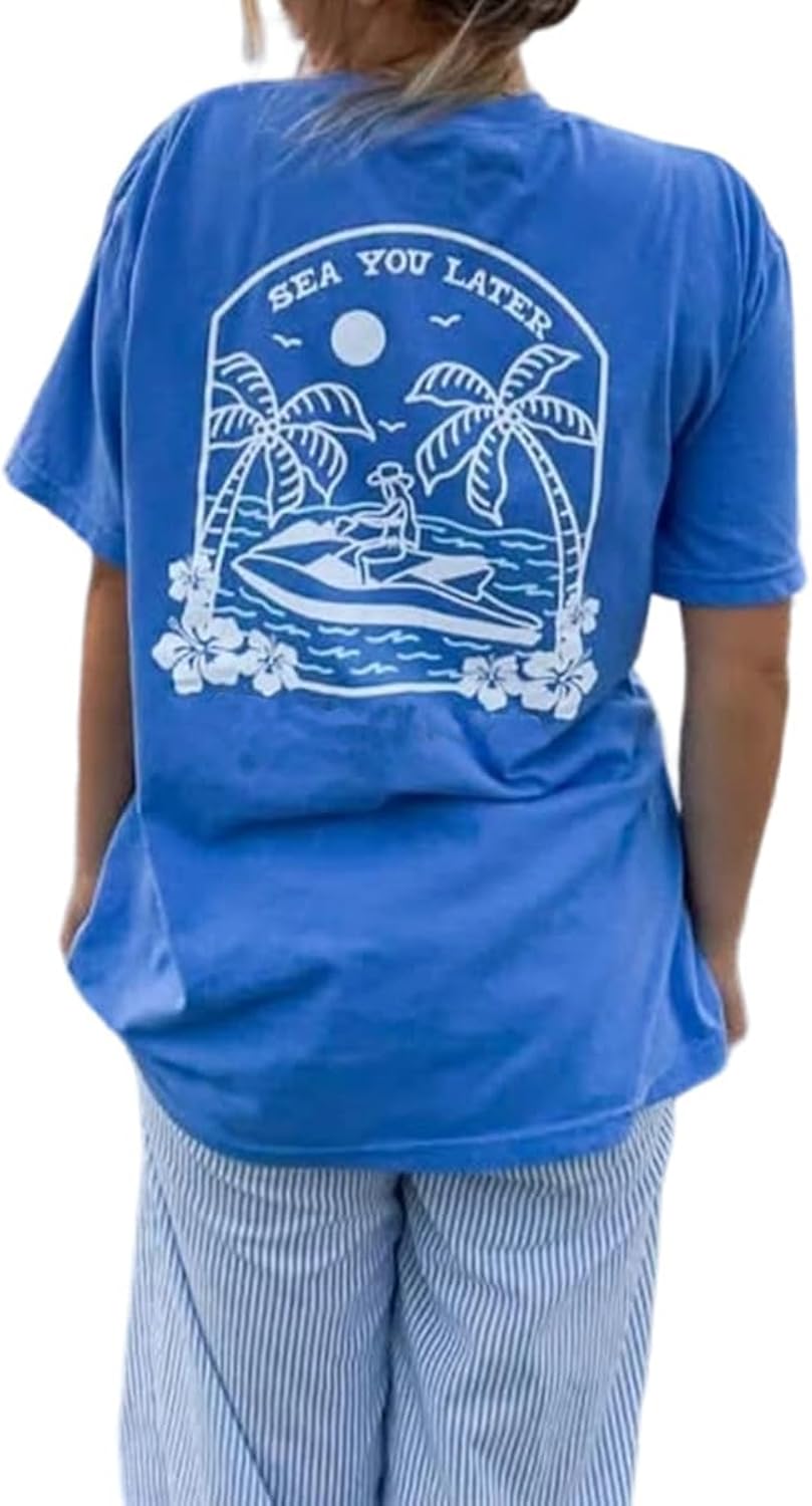 Womens Oversized Baggy Loose Fit T Shirts Graphic Print Short Sleeve Cute Teen Girls Preppy Y2k Going Out Tops
