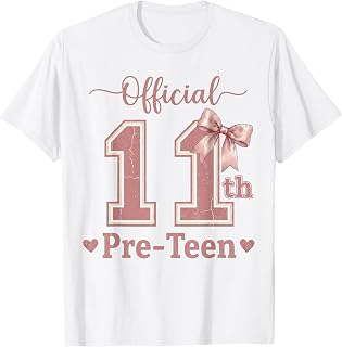 Official Pre-Teen 11 Birthday Girl Coquette Bow 11 Year Old T-Shirt
