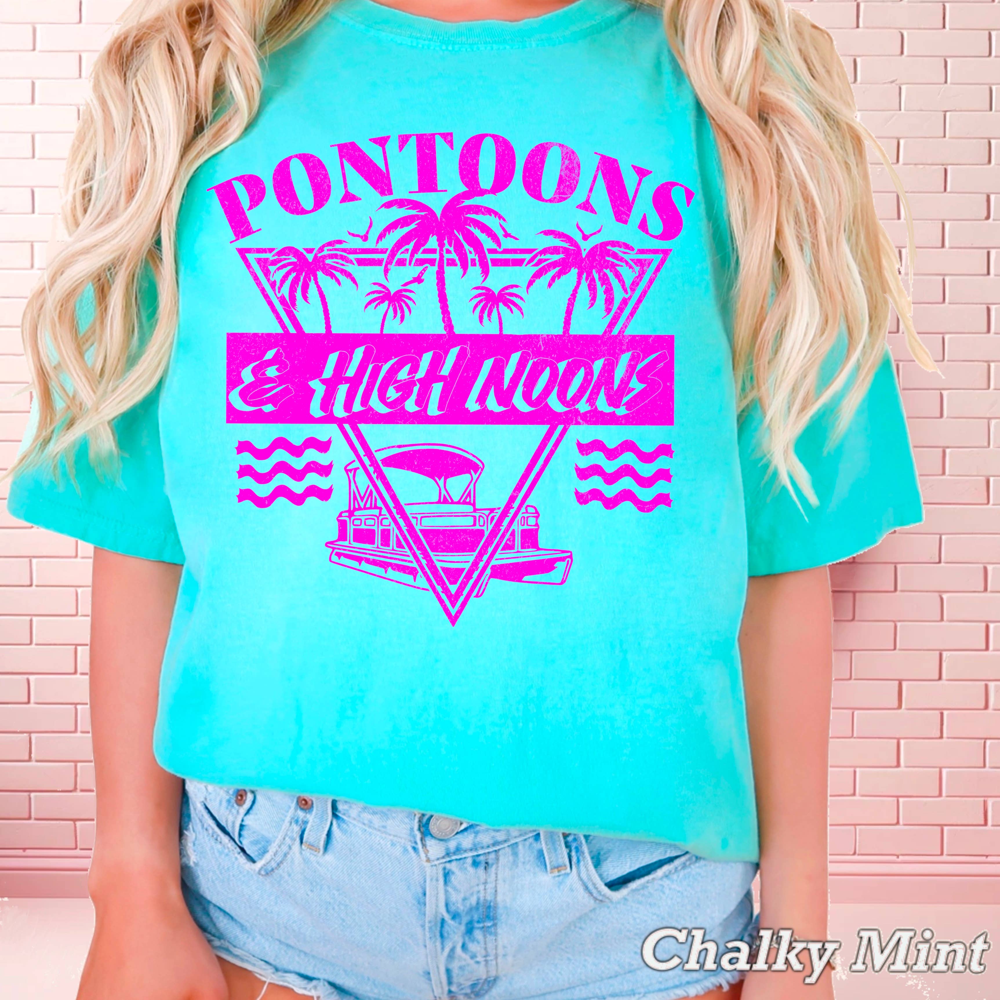 Pontoons & High Noons Women’S Graphic Tee | Comfort Color Hoodie, Sweatshirt | PodTeesHub.com