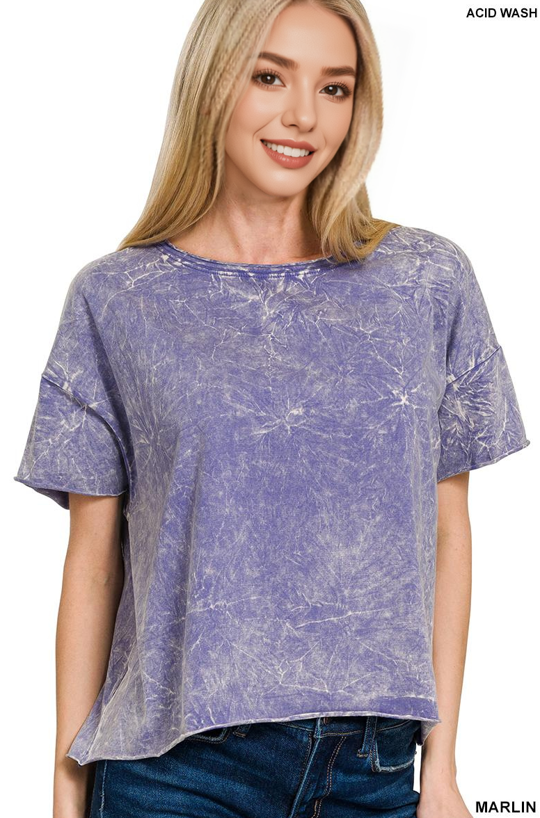 0807 Washed Crew Neck Crop Tshirt SI-27489 Hoodie, Sweatshirt | PodTeesHub.com
