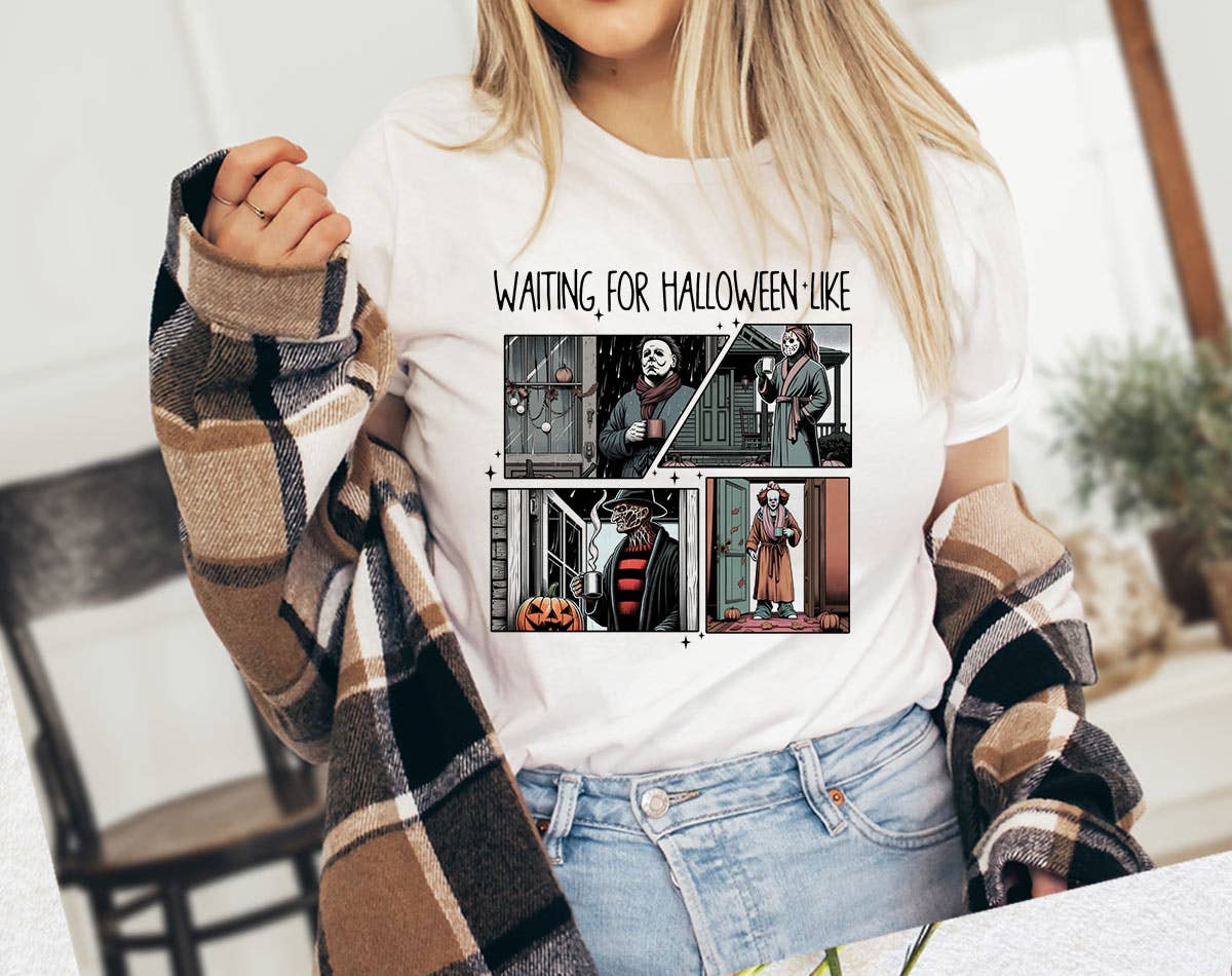 Waiting For Halloween Like - Horror Movies Graphic Tee Shirt Hoodie, Sweatshirt | PodTeesHub.com
