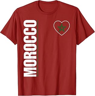 Morocco Flag Heart Pride Moroccan Patriotic T-Shirt