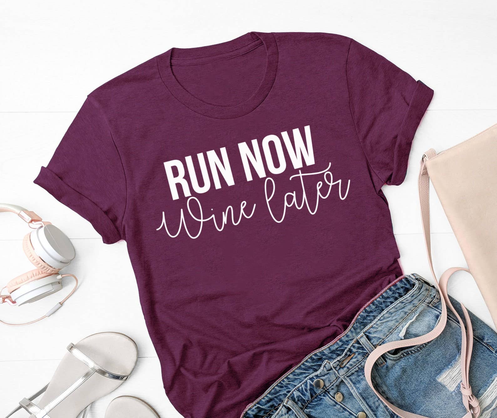 Run Now Wine Later T-Shirt Hoodie, Sweatshirt | PodTeesHub.com