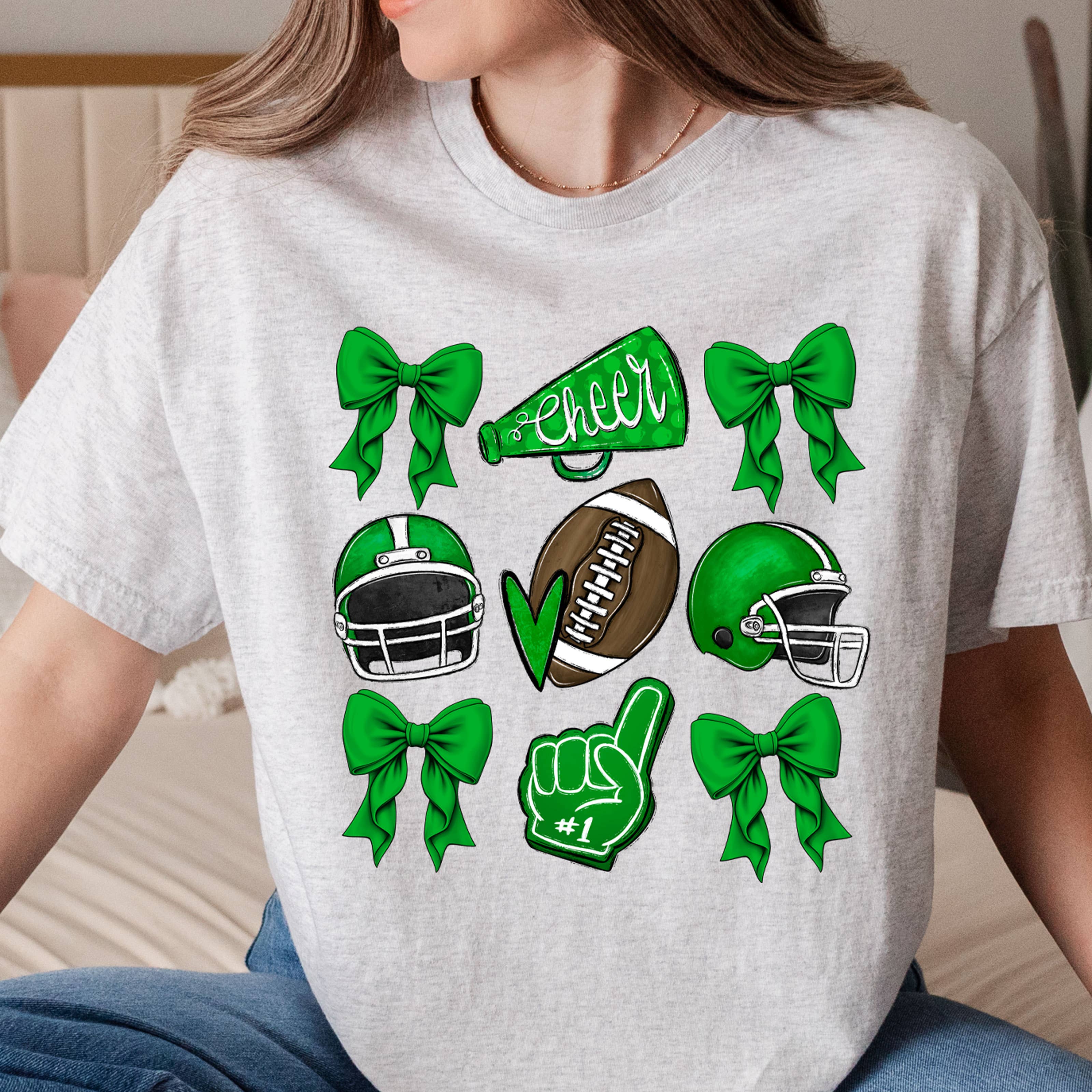 Green Cheer Bows Everyday Tee Hoodie, Sweatshirt | PodTeesHub.com