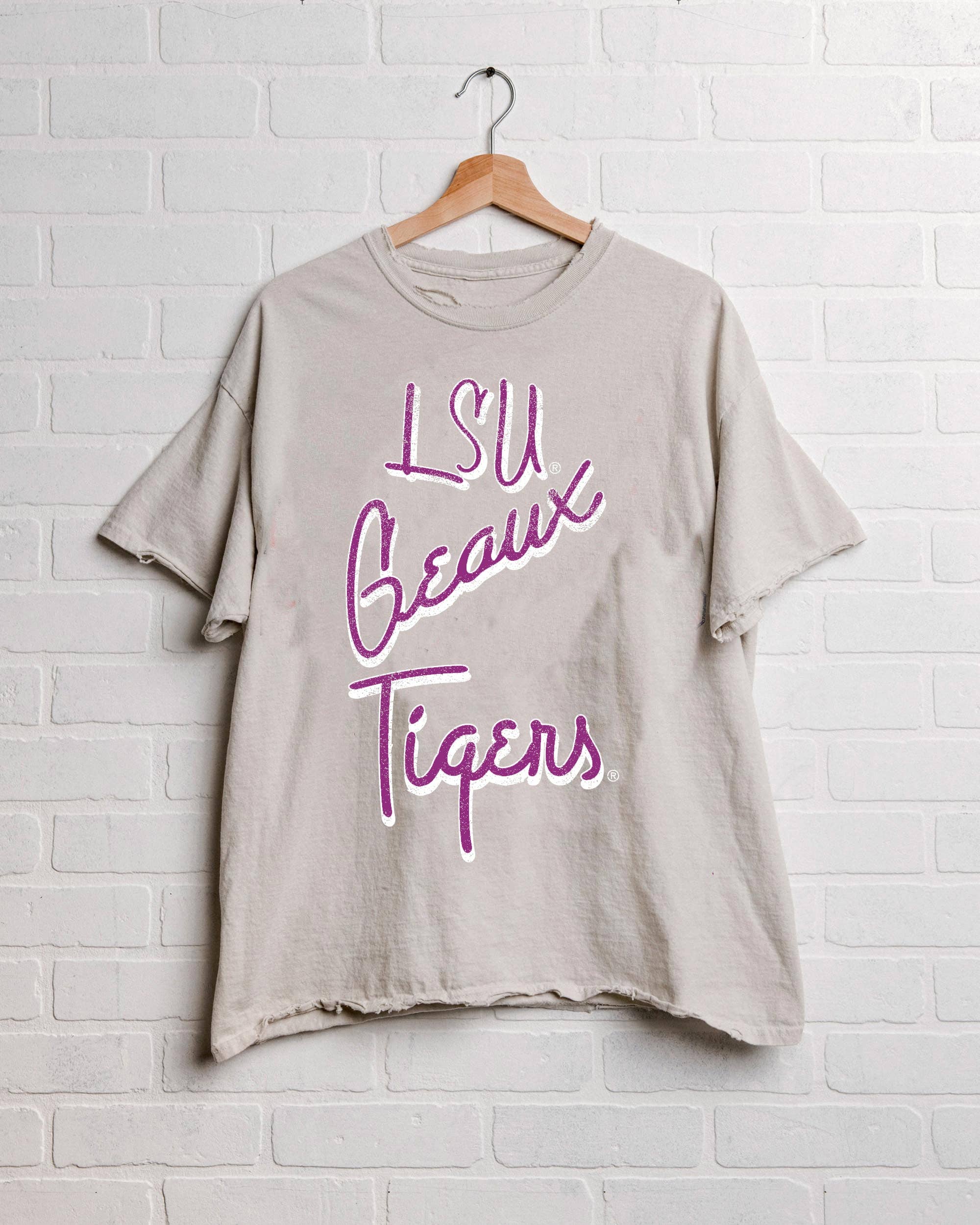 Lsu Geaux Tigers Beverly Gray Thrifted Tee Hoodie, Sweatshirt | PodTeesHub.com