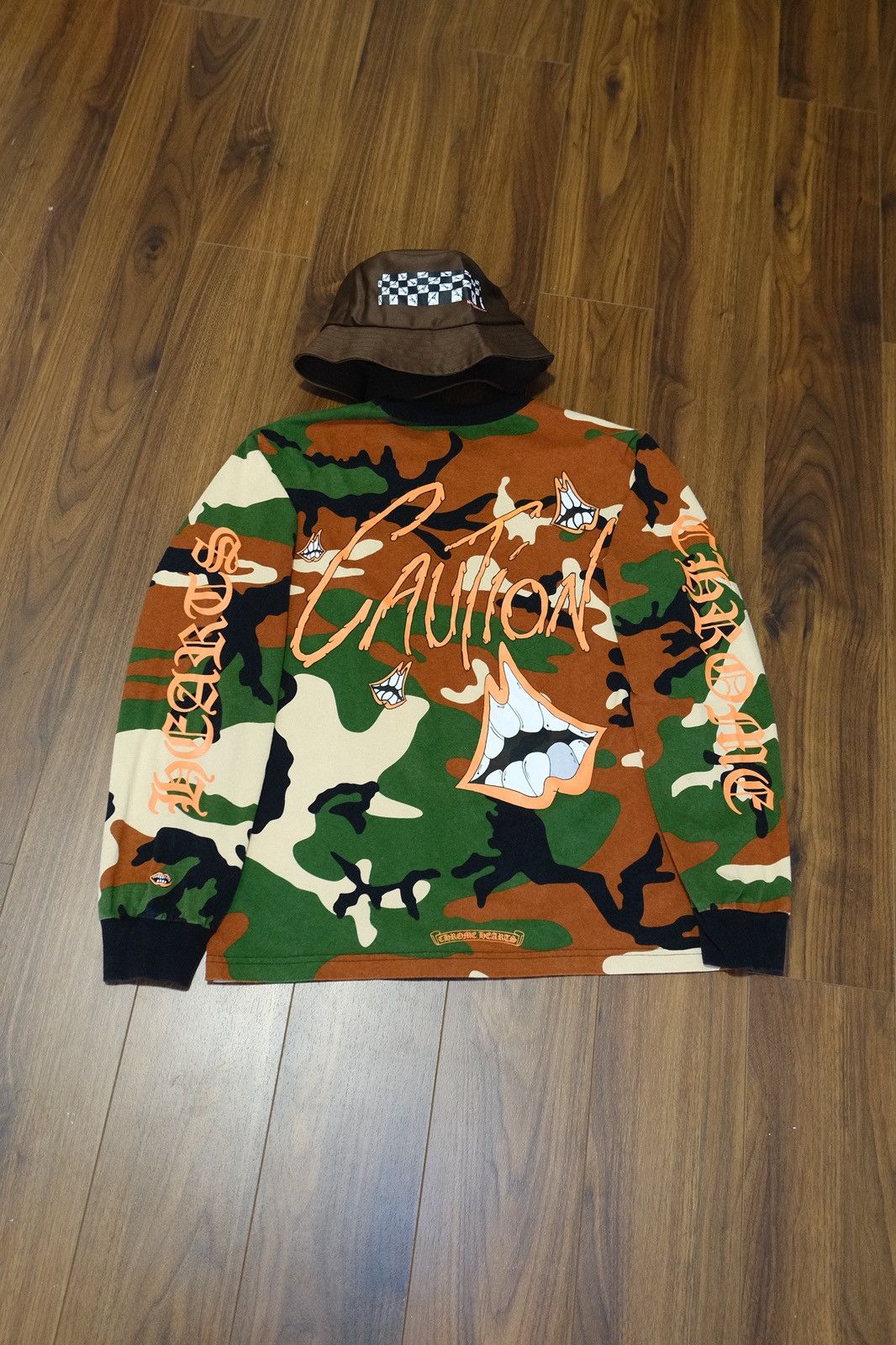 Hearts Chrome Hearts Matty Boy Camo Caution Long Sleeve Size Large T-Shirts, Hoodie, Sweatshirt | PodTeesHub.com