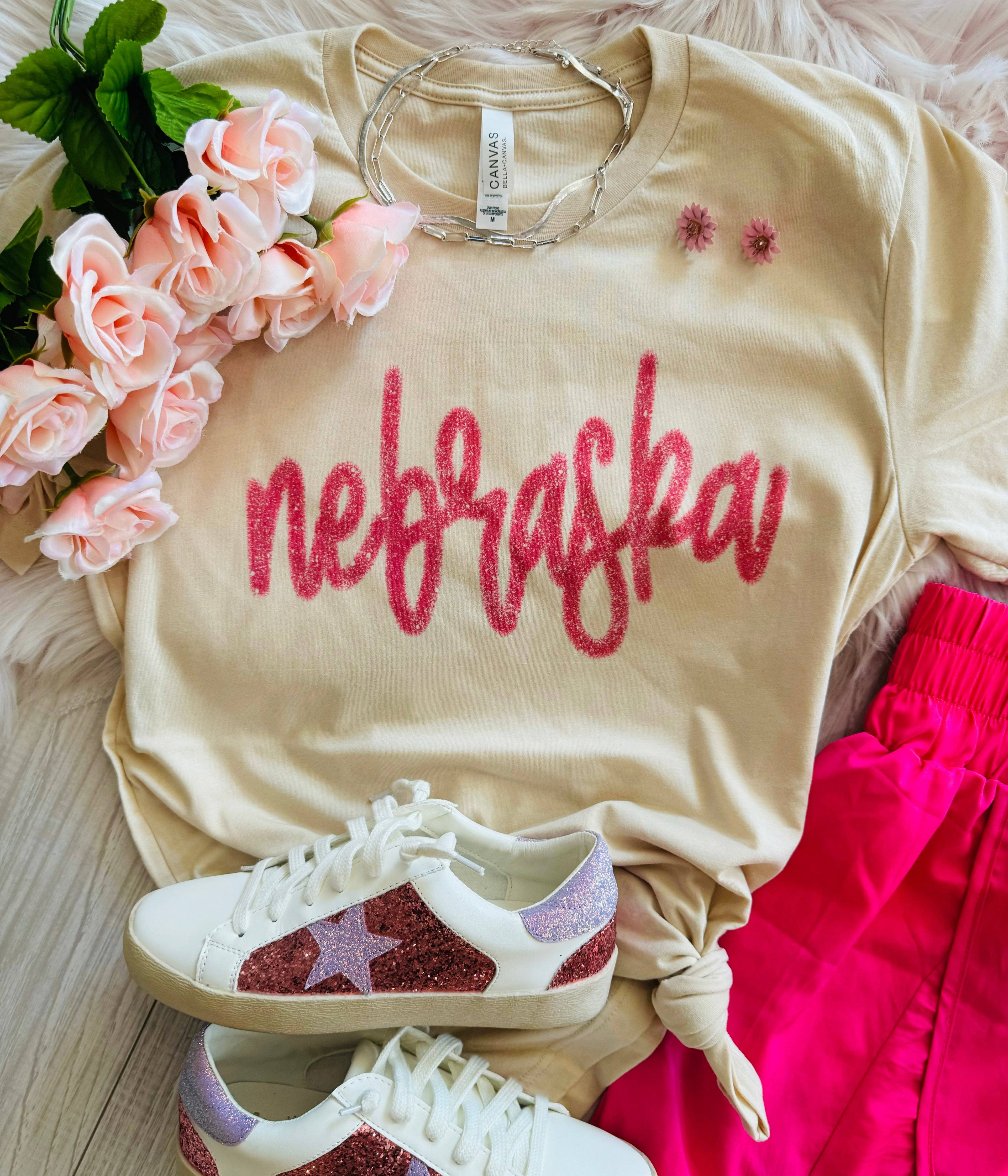 Nebraska Faux Tinsel Tee Hoodie, Sweatshirt | PodTeesHub.com