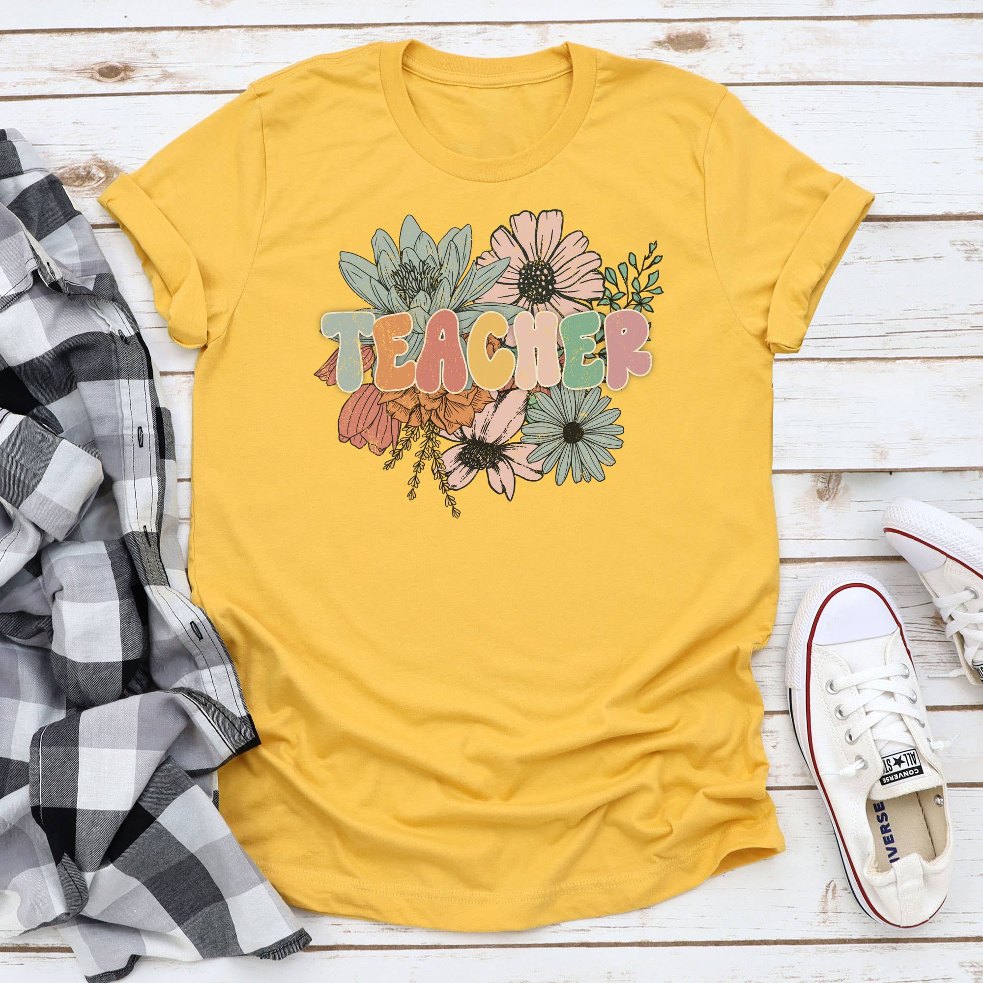 Floral Teacher Graphic Tee Hoodie, Sweatshirt | PodTeesHub.com