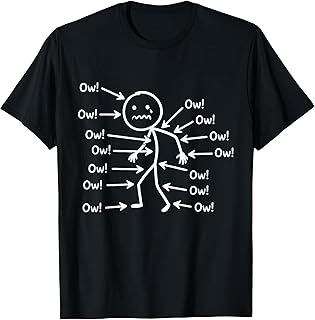 Funny Ow Ow Ow Ow Body Pain Character Humor Design T-Shirt