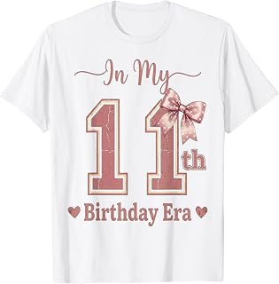 in My 11th Birthday Era Girl Coquette Bow Pink 11 Year Old T-Shirt