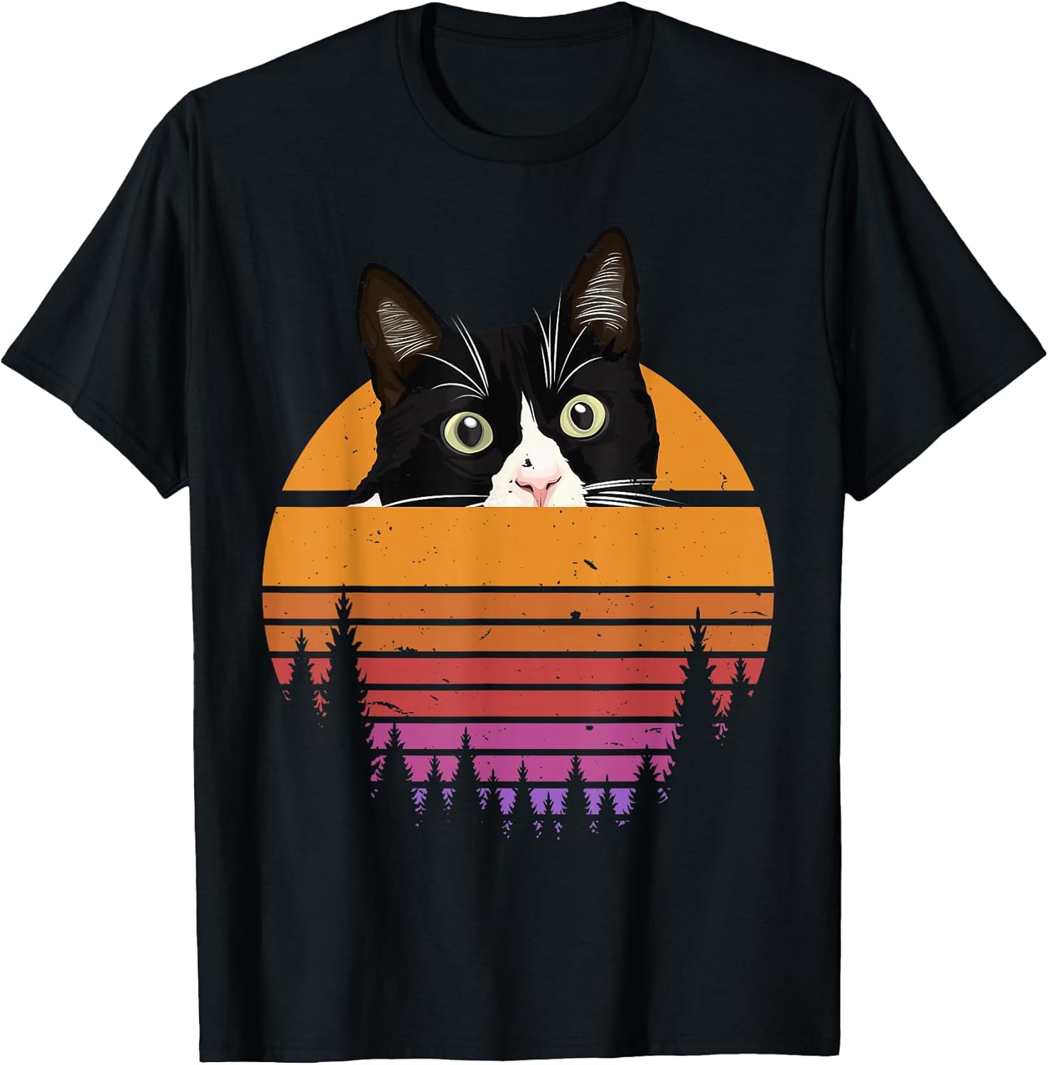 Cat Retro Style - Black Cat Vintage Style - Kitten Cat Lover T-Shirt